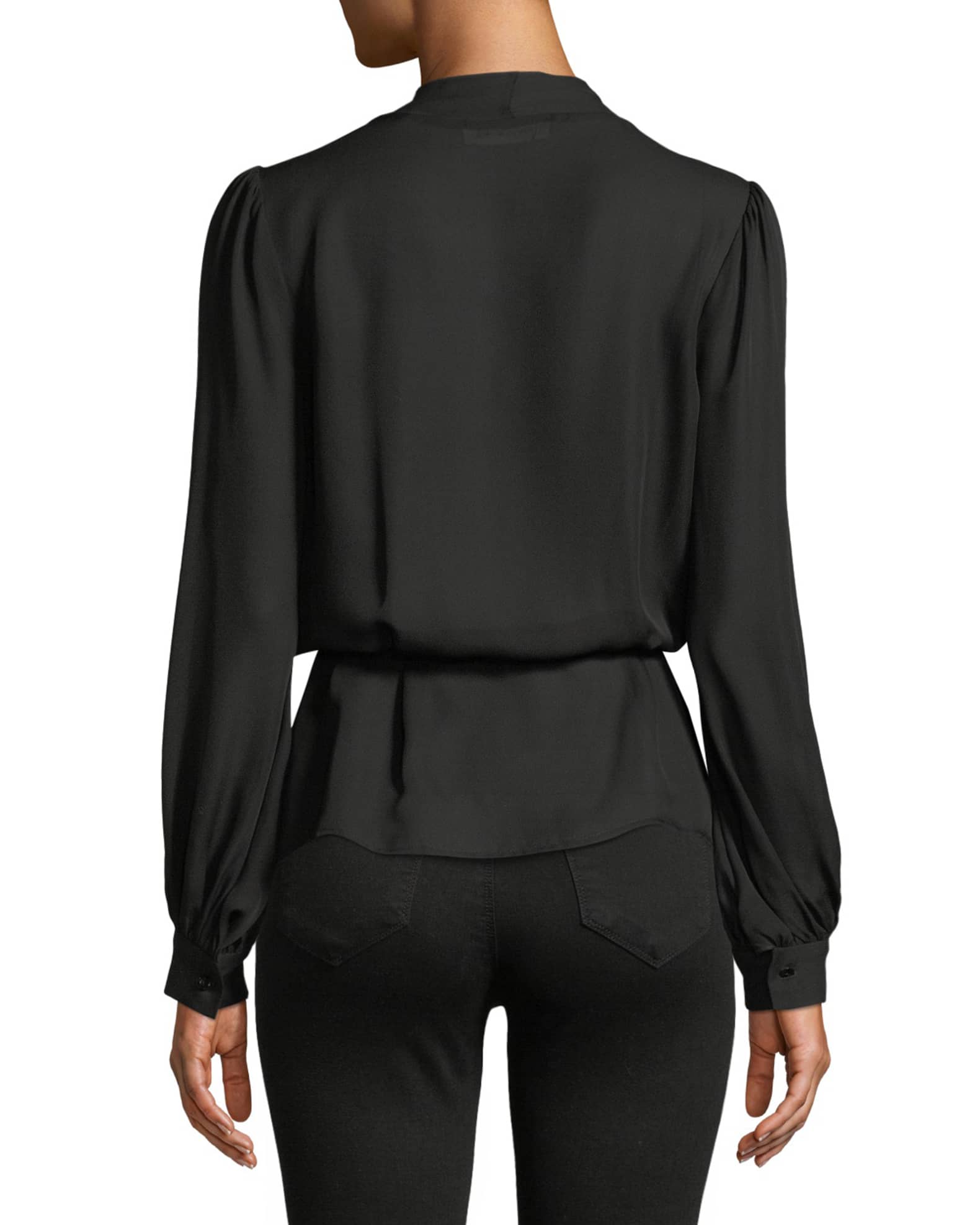 Cara Long-Sleeve Silk Wrap Blouse and Matching Items | Neiman Marcus