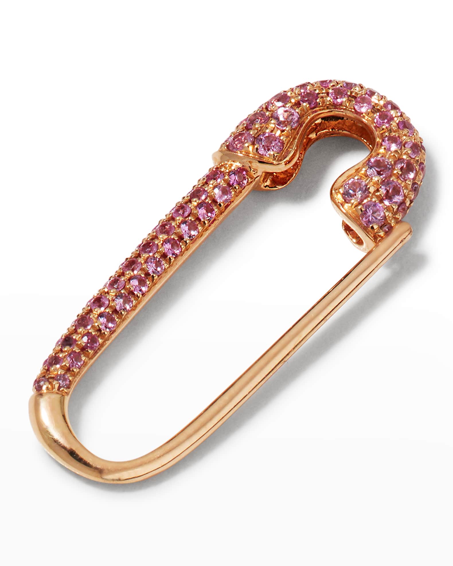 Pink Sapphire Safety Pin Earring Rose Gold / Left at Anita Ko