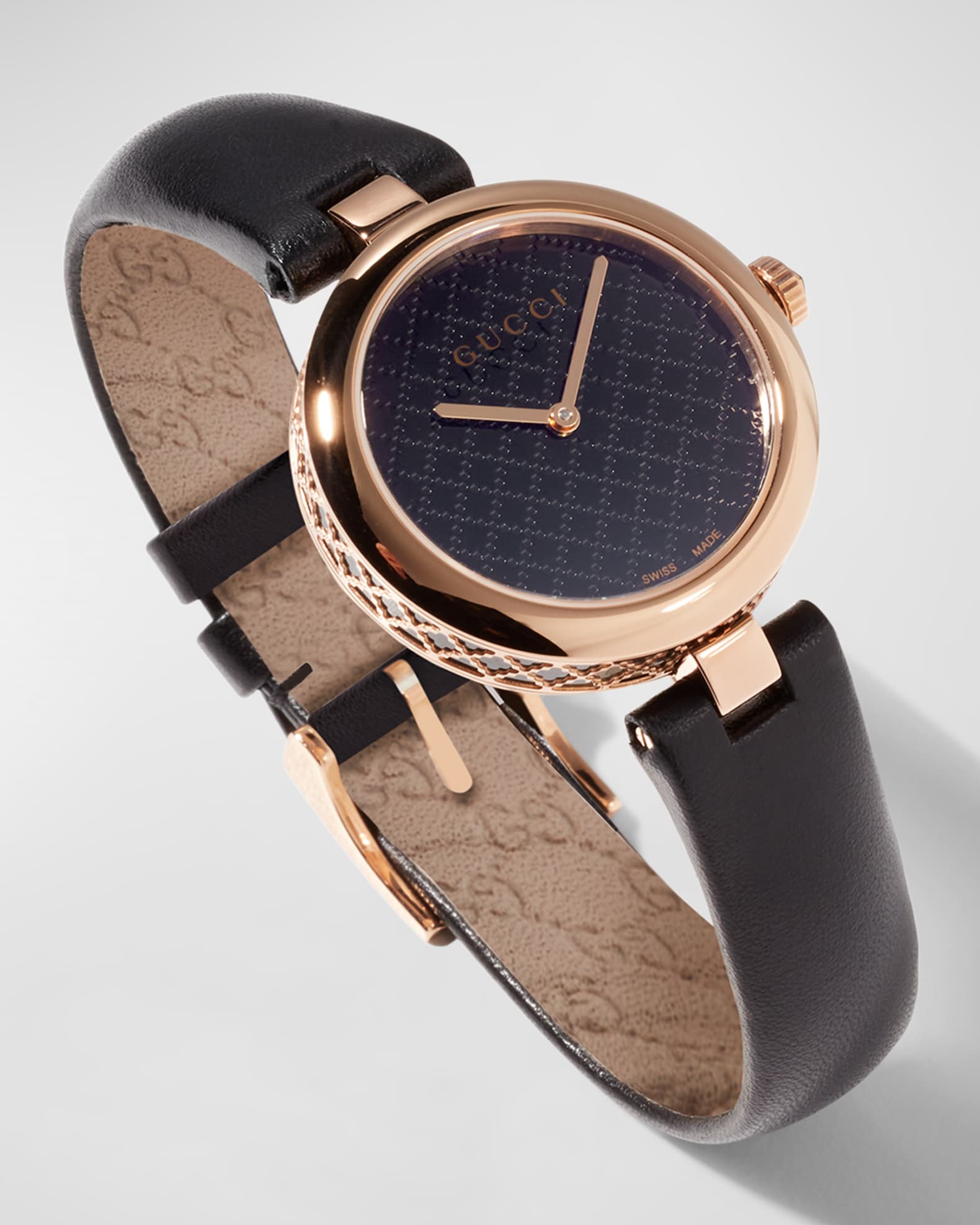 Gucci watch Diamantissima small black and rose gold PVD case