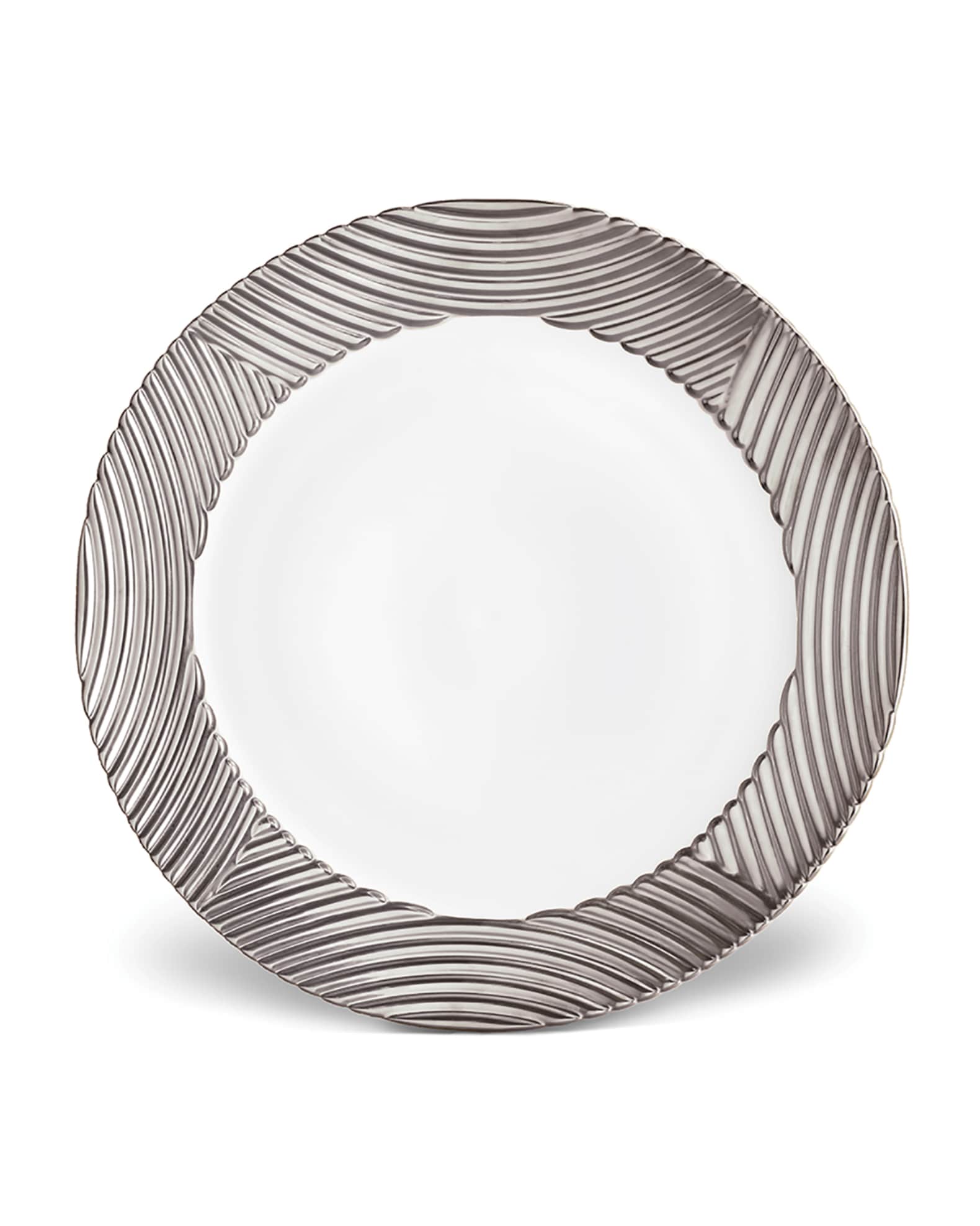 Corde Wide-Rim Charger, White/Silver 0