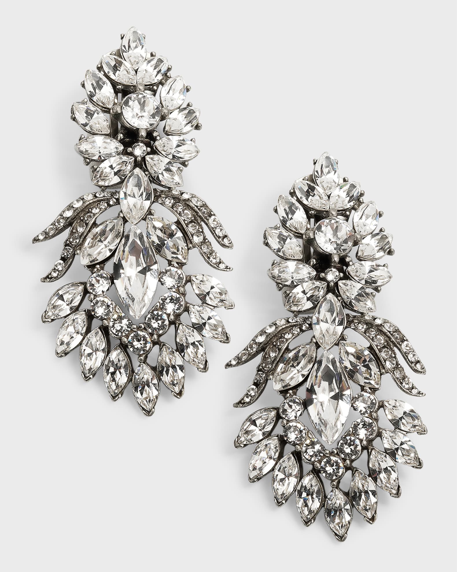 Ben Amun Silver Crystal Peacock Drop Clip On Earrings Neiman Marcus