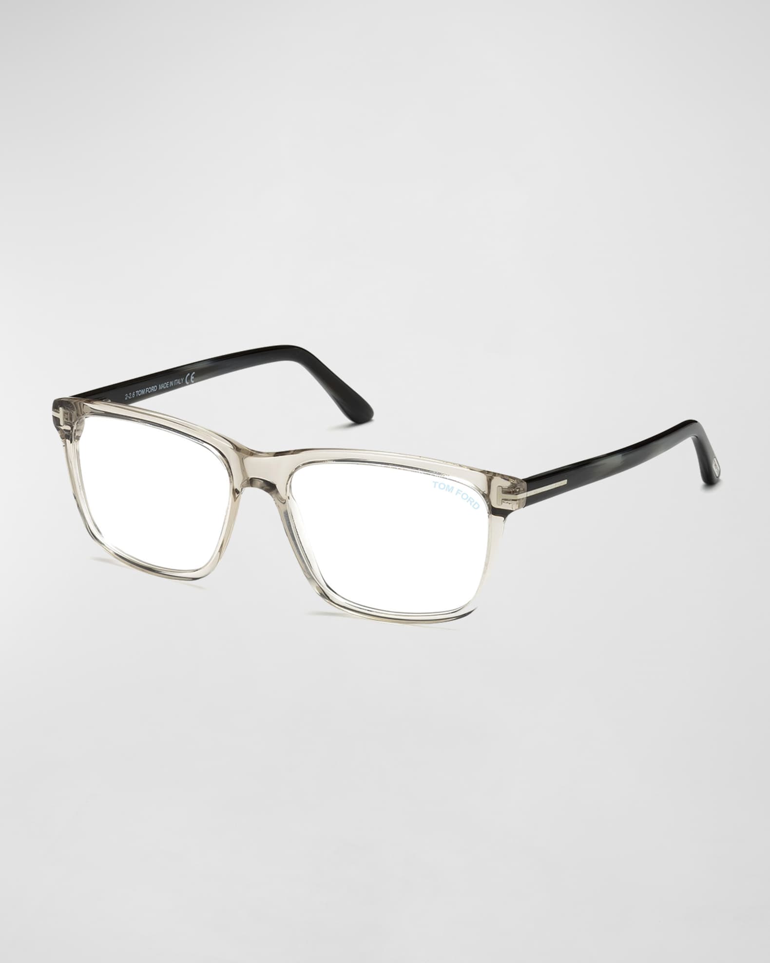 TOM FORD Square Acetate Optical Glasses, Gray | Neiman Marcus