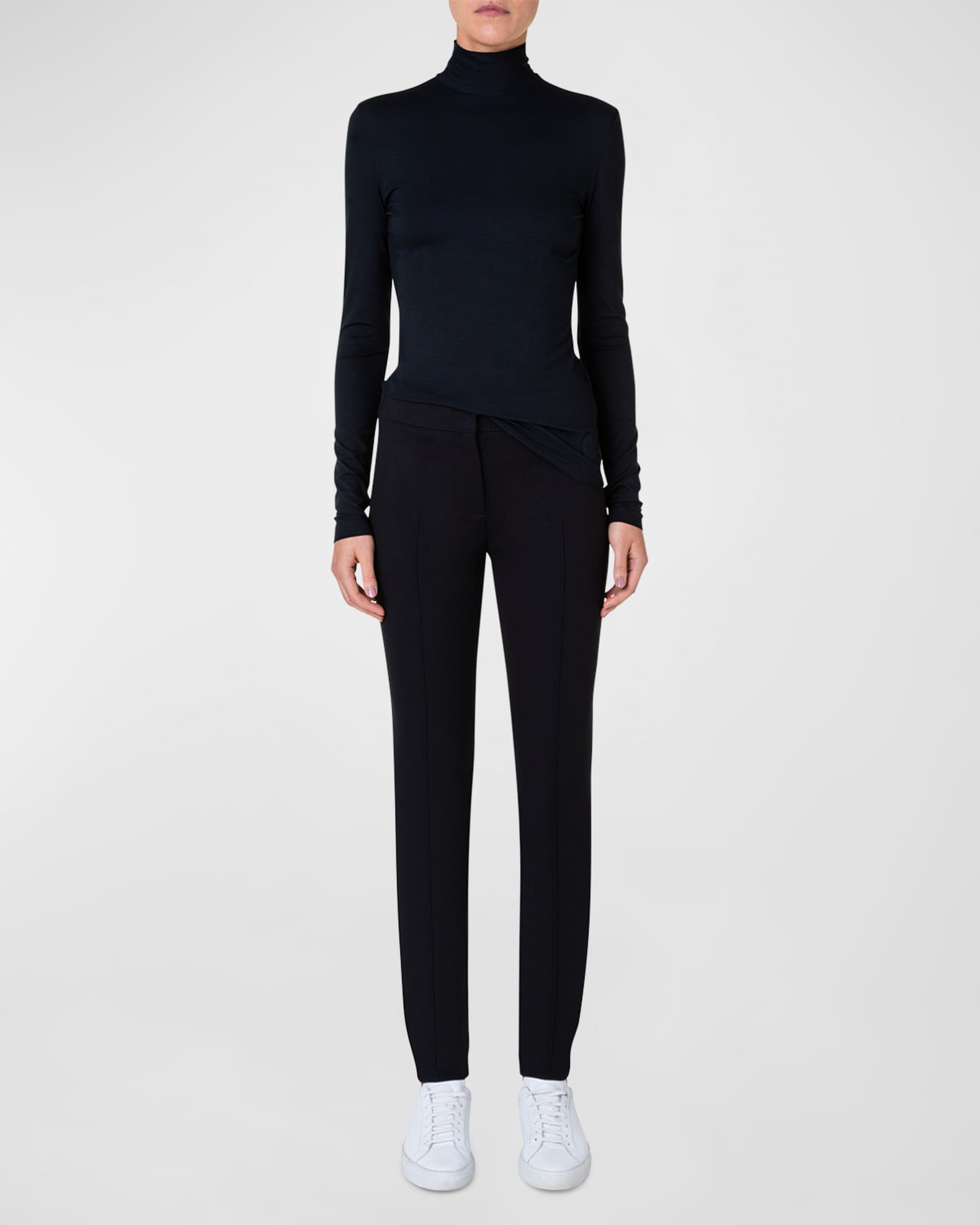 Turtleneck Long-Sleeve Modal-Stretch Top 1