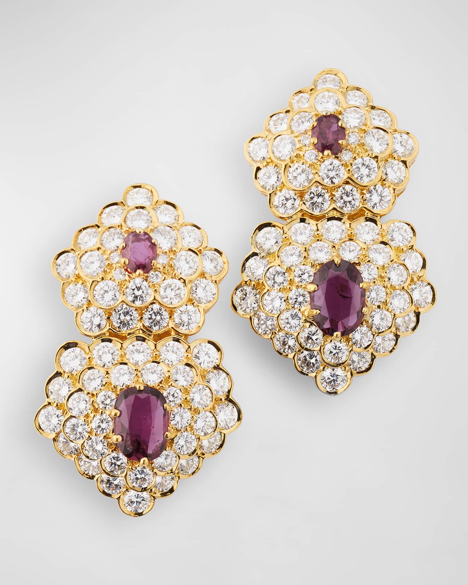 Estate Hammerman Brothers 18K Yellow Gold Ruby and Diamond Earrings 0