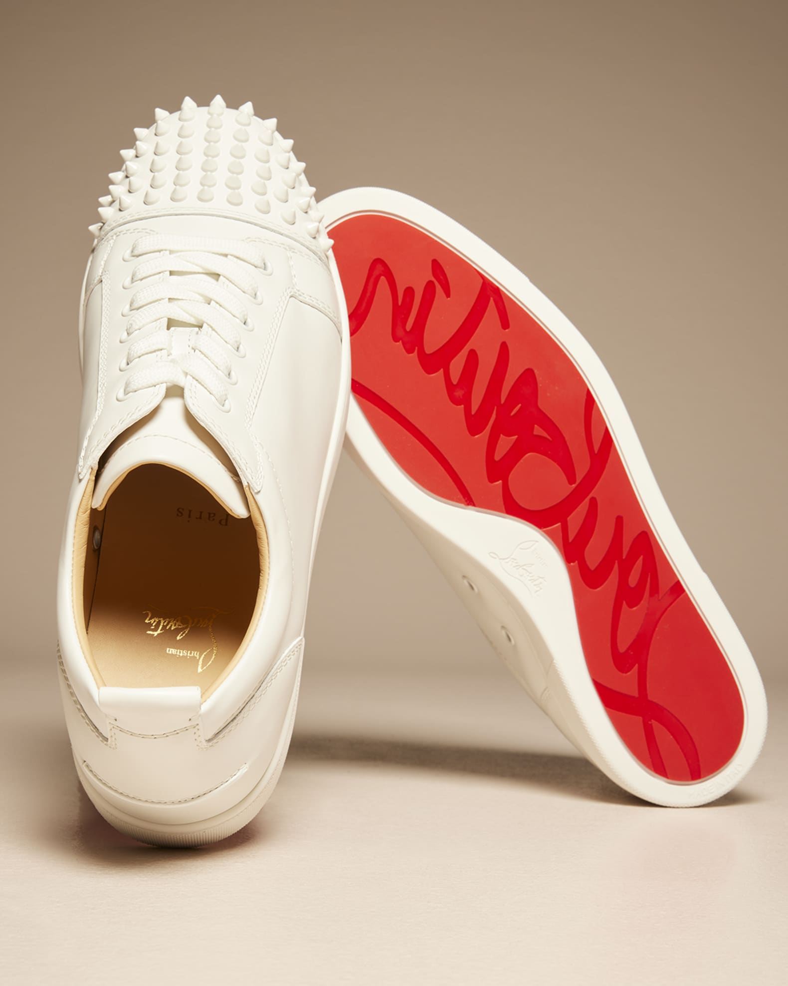 Men's white low louboutins discount