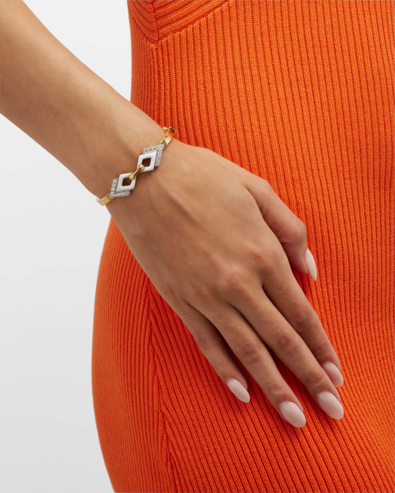 White Diamond Enamel Bangle 1
