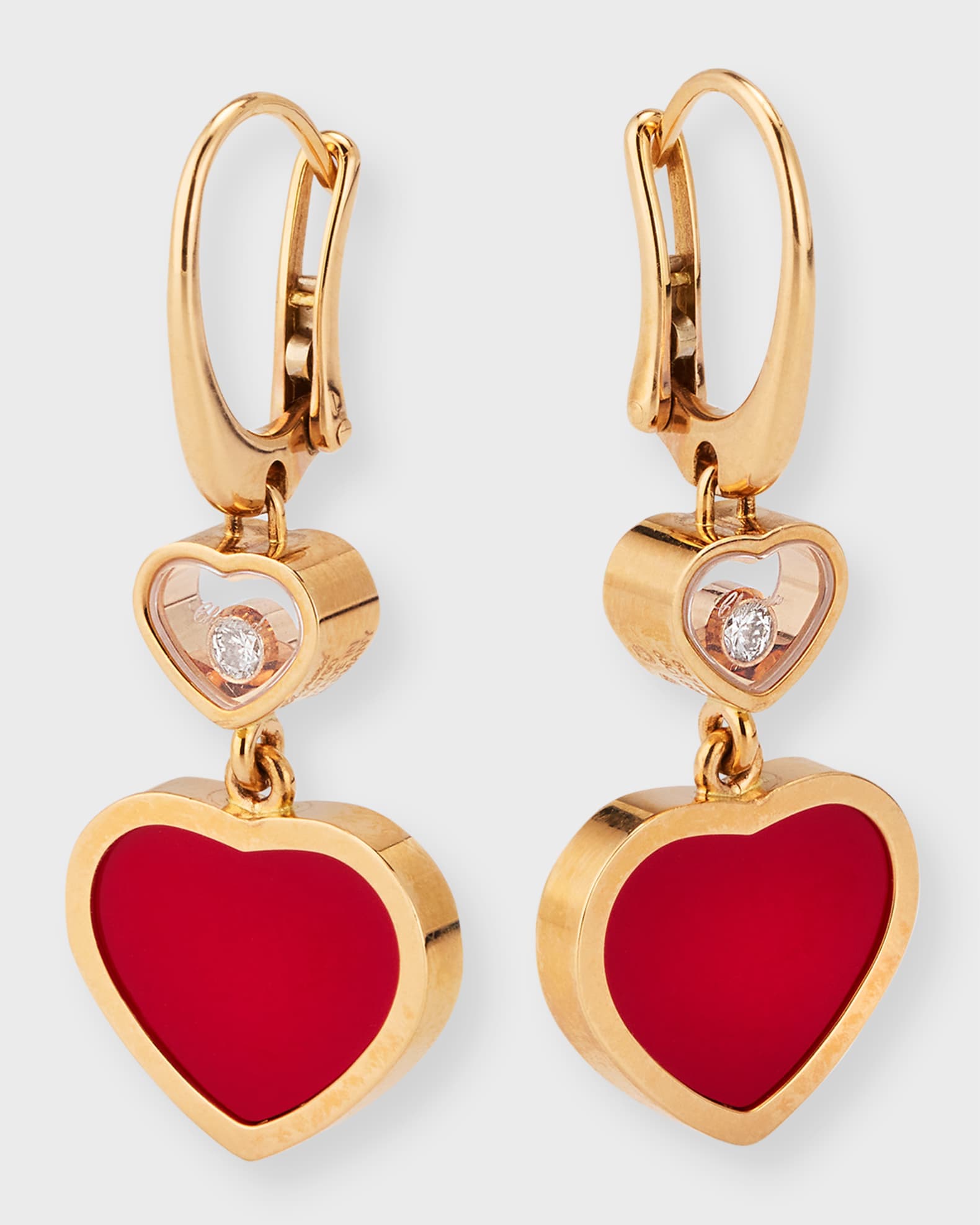 Chopard Happy Hearts Diamond & Carnelian Double-Drop Earrings | Neiman ...