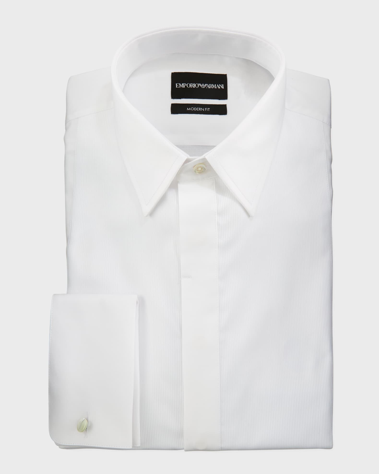 Emporio Armani Men s Modern Fit Basic Tuxedo Shirt with Point Collar 26 French Cuffs