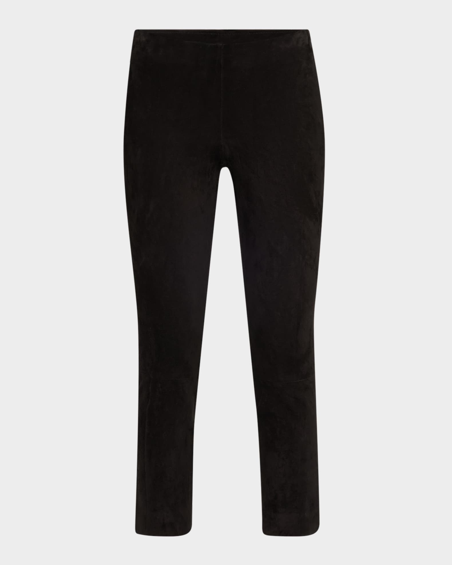 Stretch Suede Split Hem Crop Pants