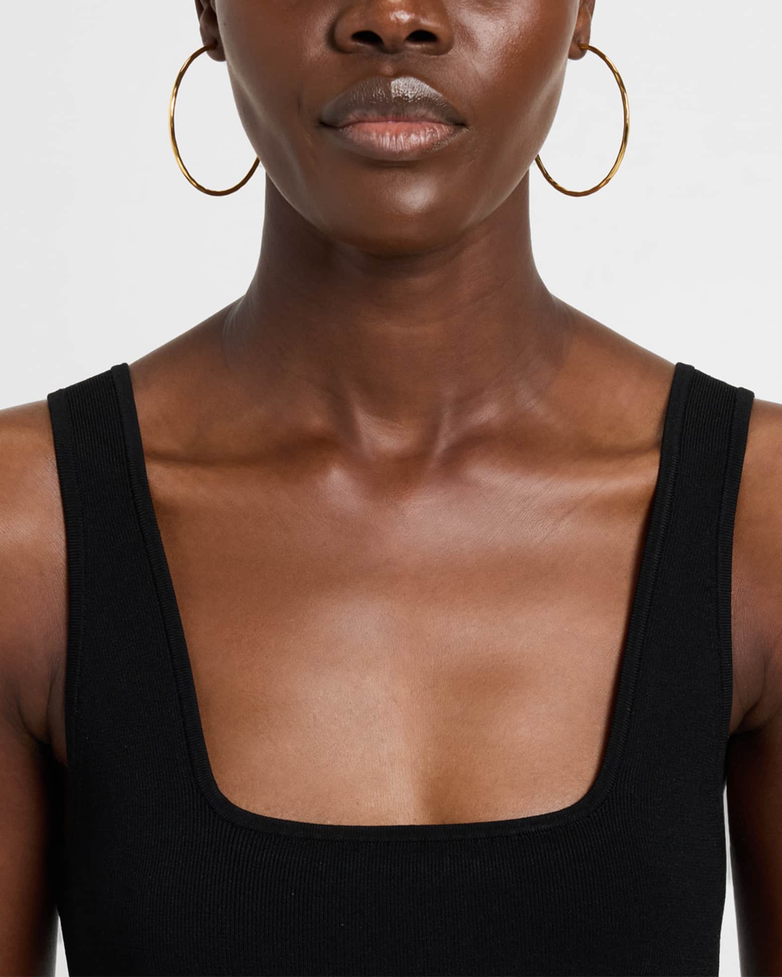 Thin Hammered 22k Gold-Plated Hoop Earrings 1