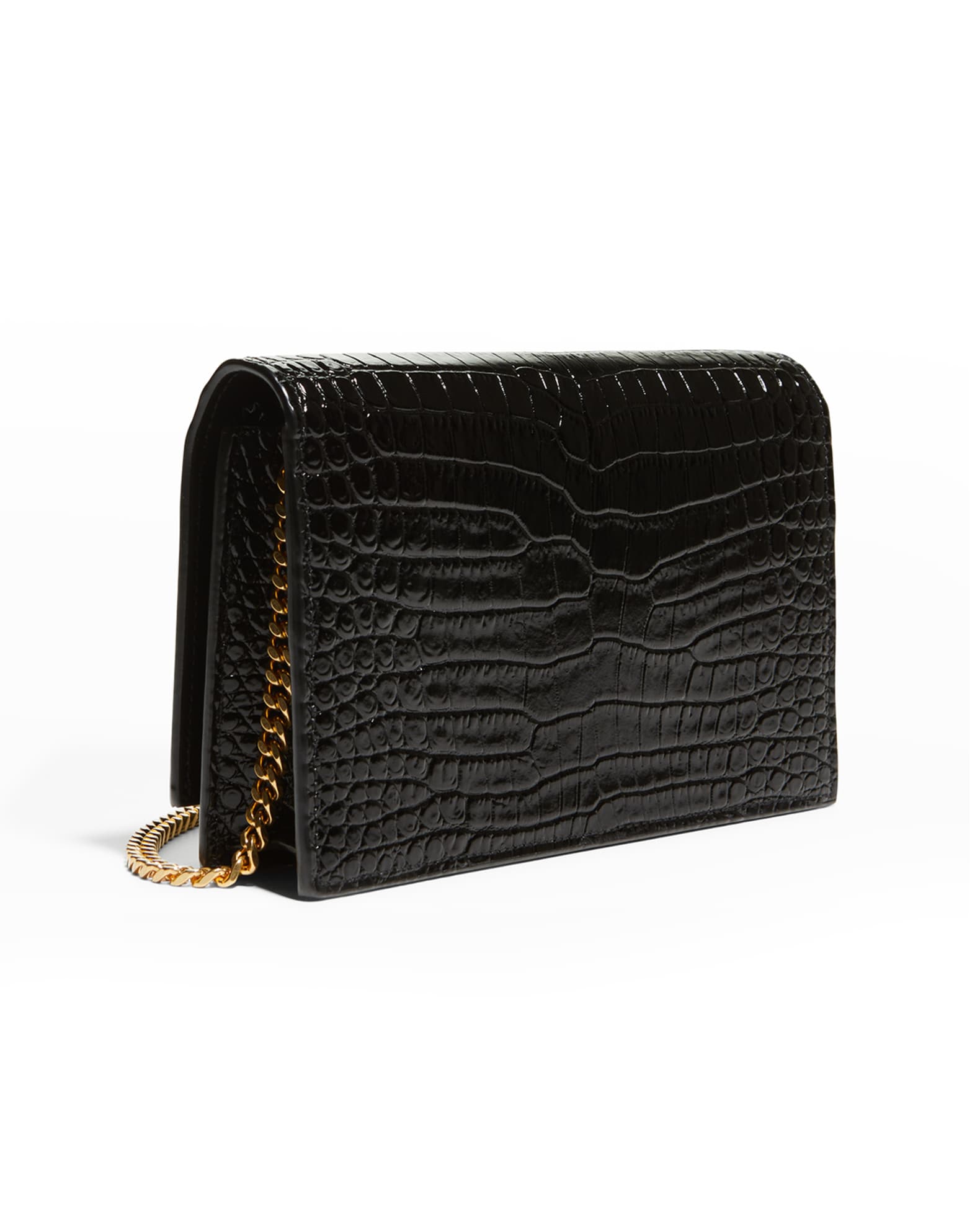 Saint Laurent Kate Monogram YSL Tassel Croco Wallet on Chain Bag