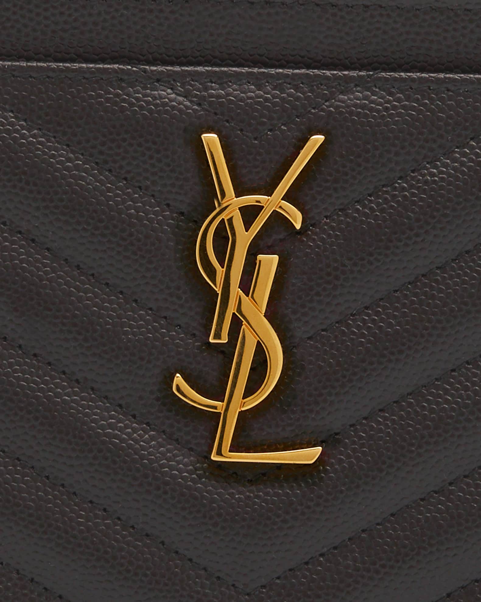 Saint Laurent Monogram YSL Metallic Quilted Bill Pouch Wallet