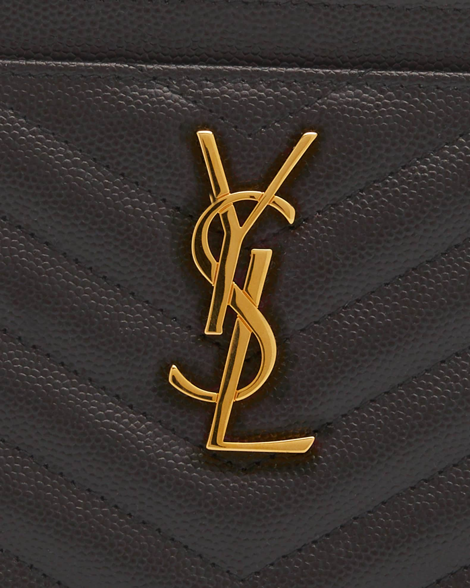 SAINT LAURENT Grain De Poudre Chevron Monogram Bill Pouch Bright