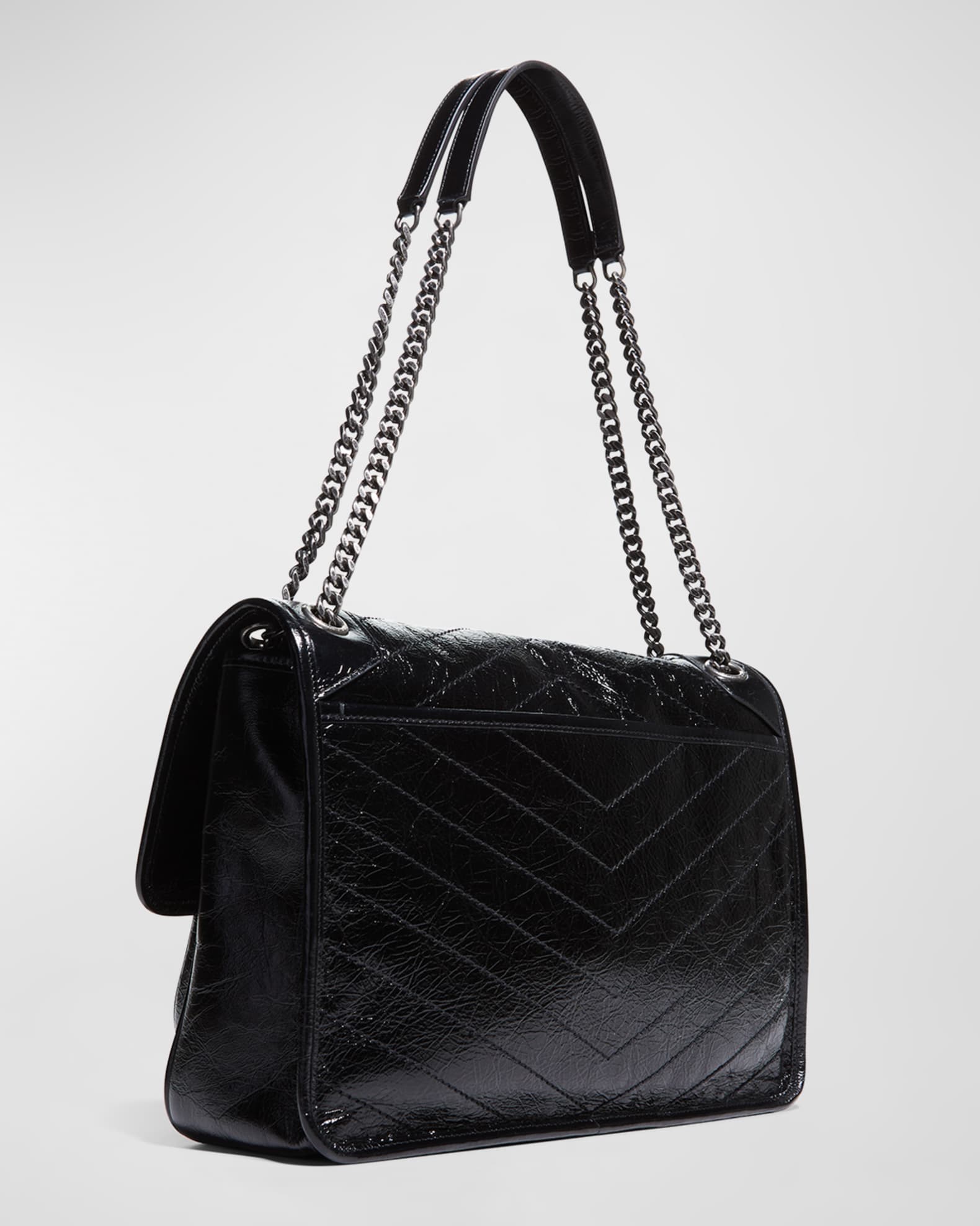 Saint Laurent Niki Large Flap YSL Shoulder Bag in Crinkled