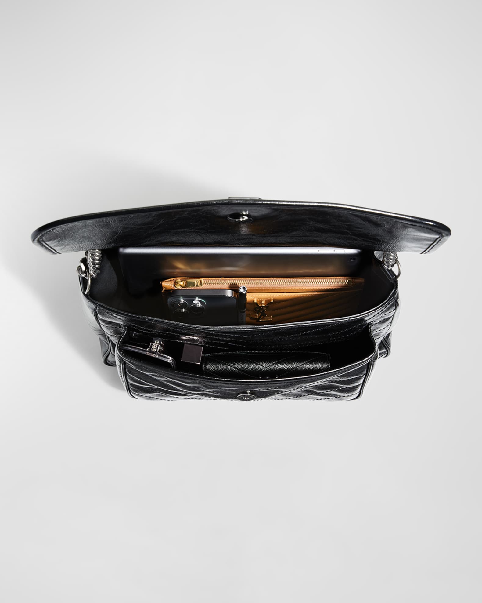 Saint Laurent Niki Large Flap YSL Shoulder Bag in Crinkled