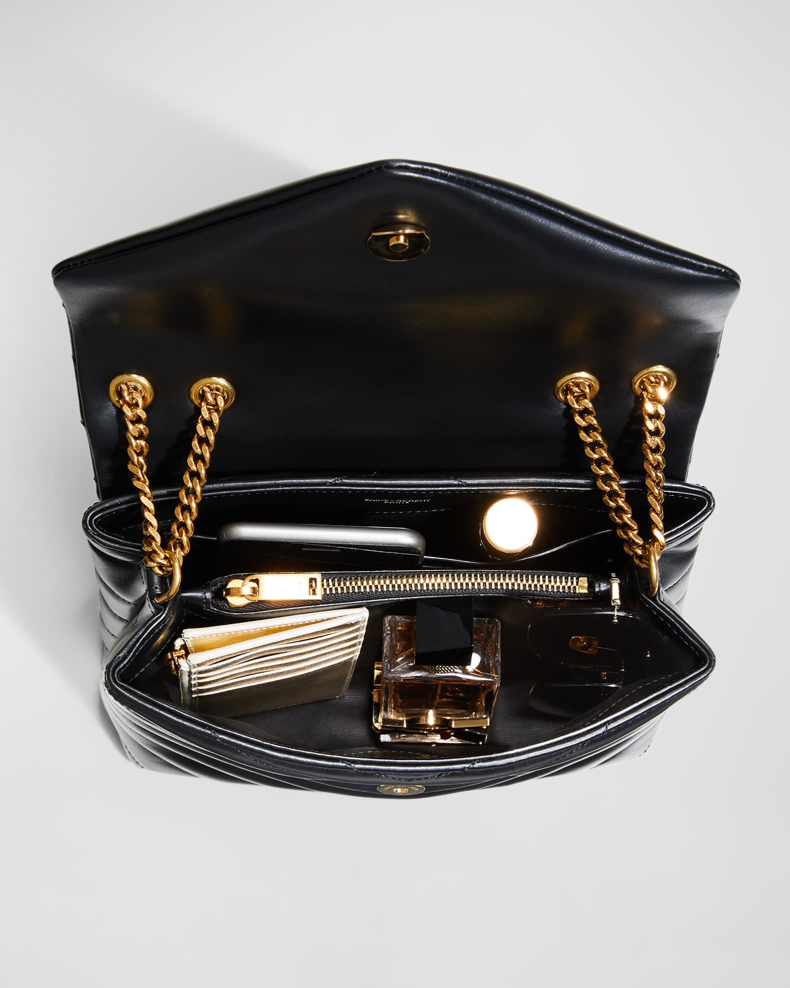 Saint Laurent Loulou Small Matelasse Calfskin FlapTop Shoulder Bag