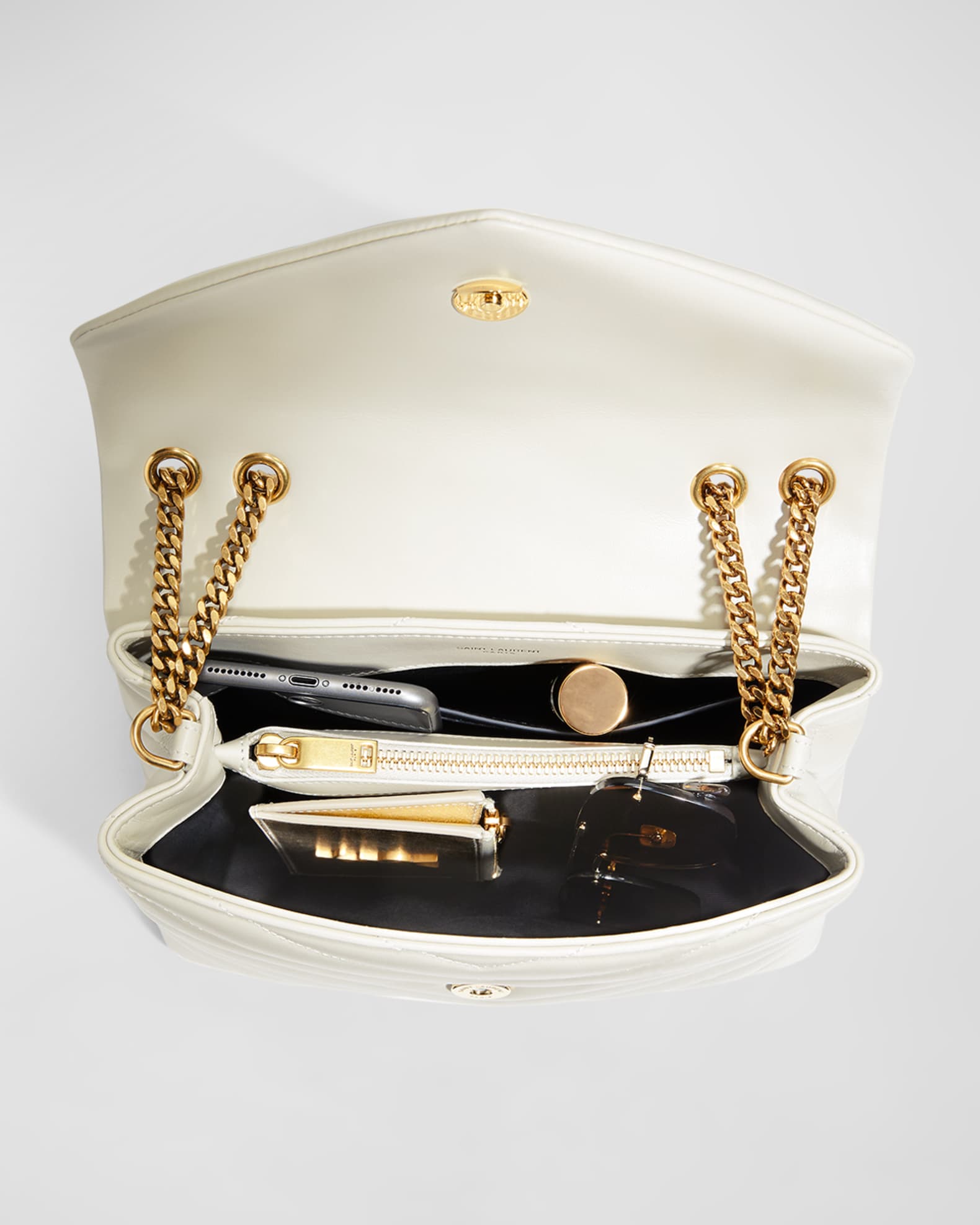 Saint Laurent Loulou Small YSL Shoulder Bag in Quilted Leather