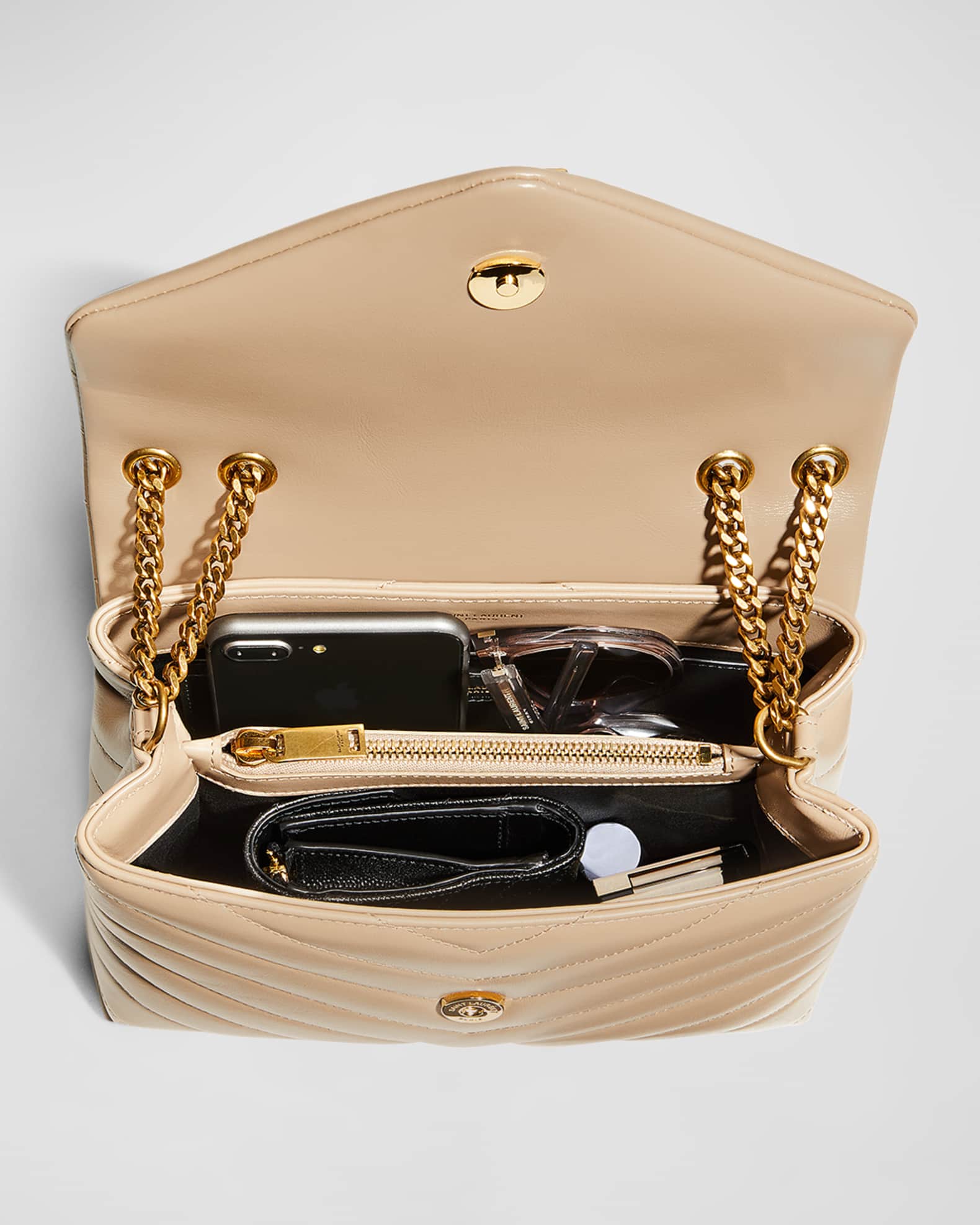 Saint Laurent Loulou Small Matelasse Calfskin FlapTop Shoulder Bag