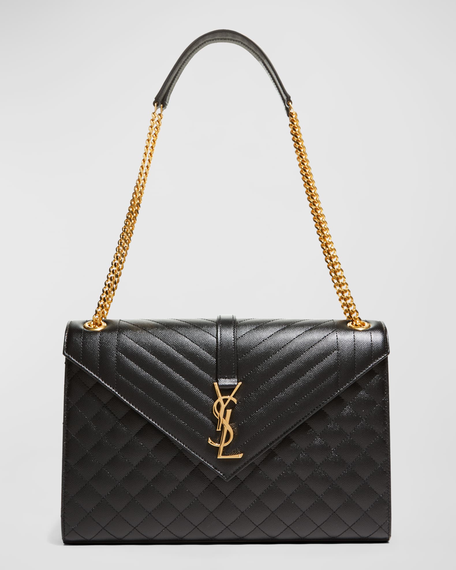 Saint Laurent Envelope Triquilt Large YSL Shoulder Bag in Grained Leather Neiman Marcus
