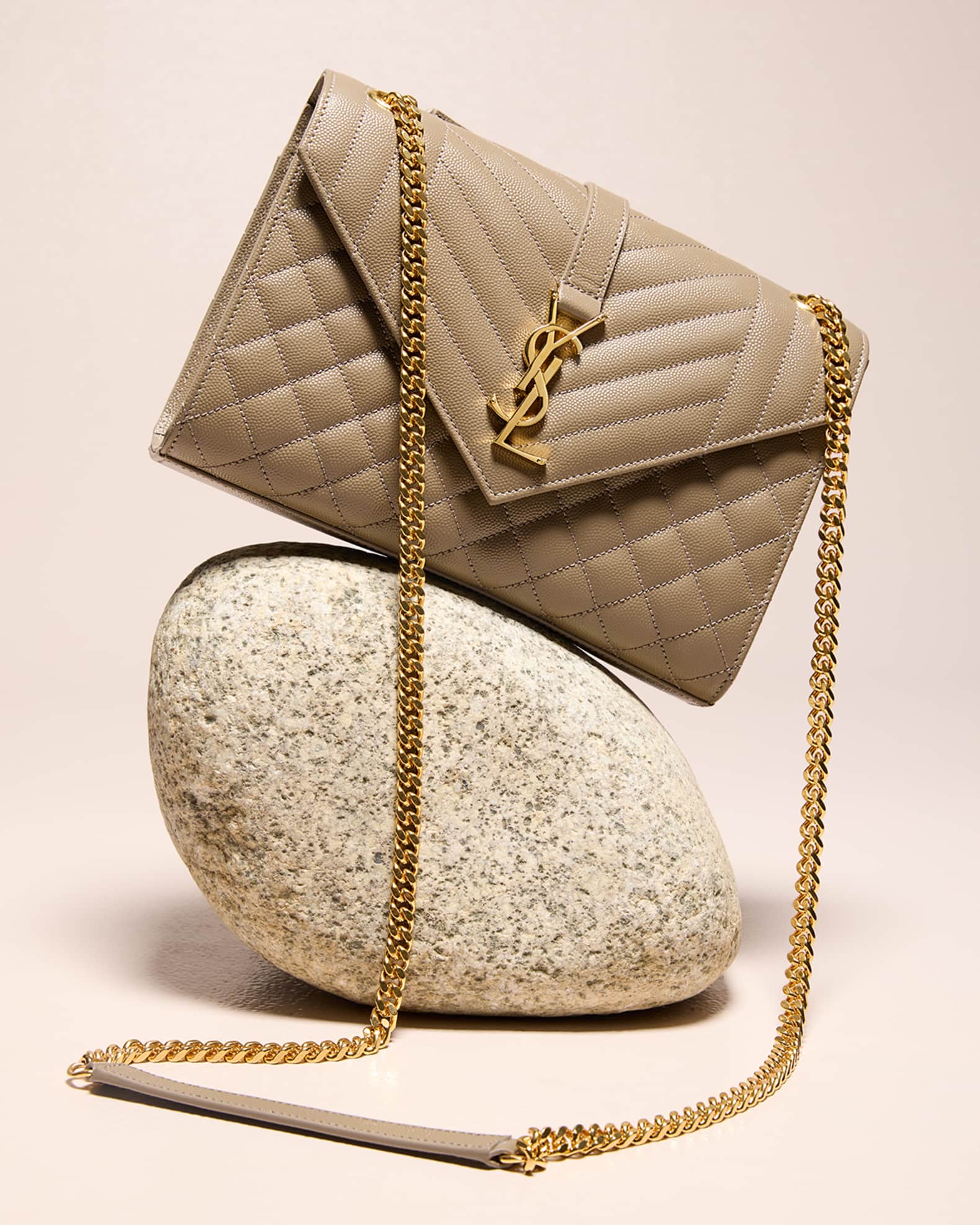 Saint Laurent Envelope Triquilt Medium YSL Shoulder Bag in Grained Leather Neiman Marcus