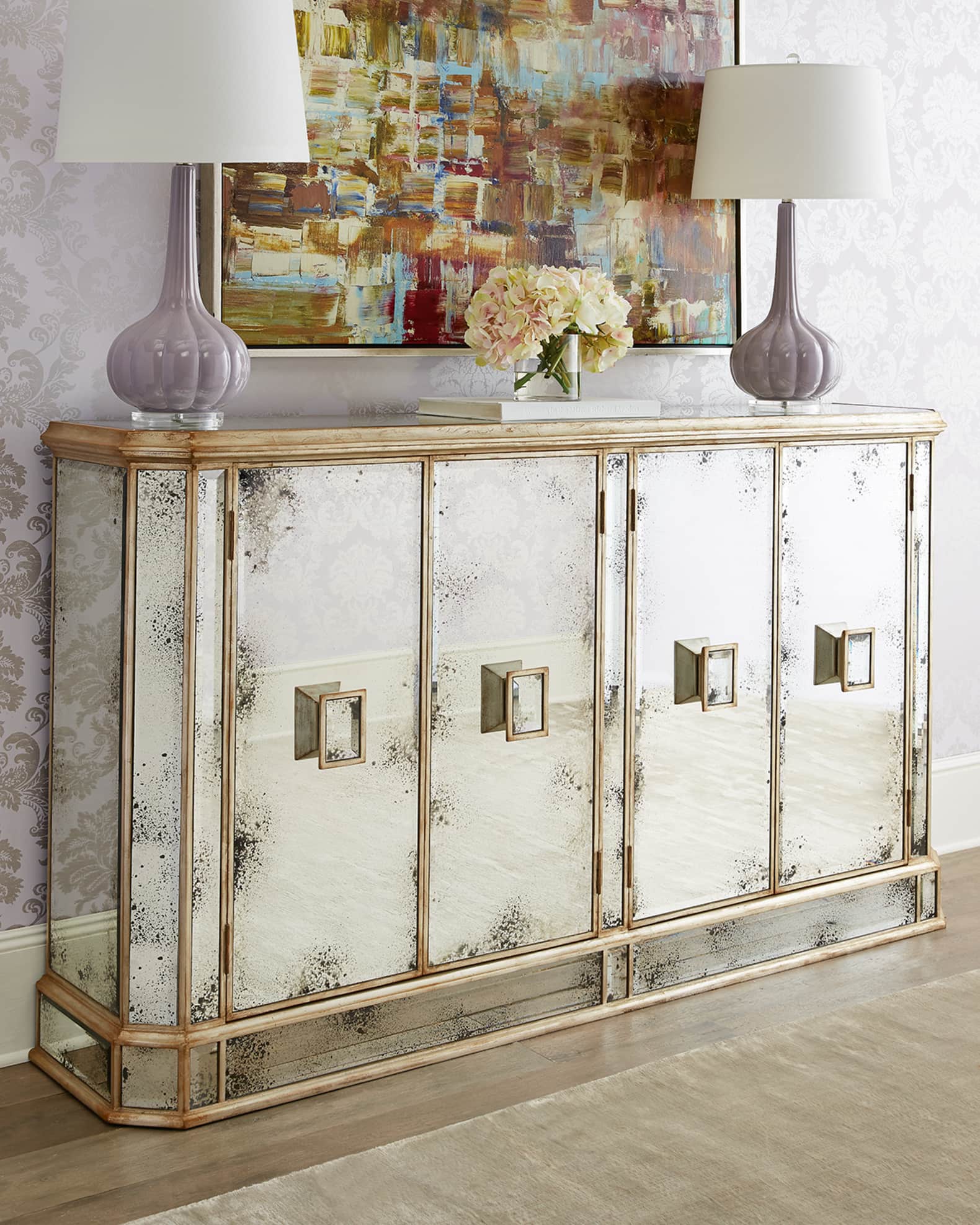 John Richard Collection Juno Foxed Mirror Credenza Neiman Marcus