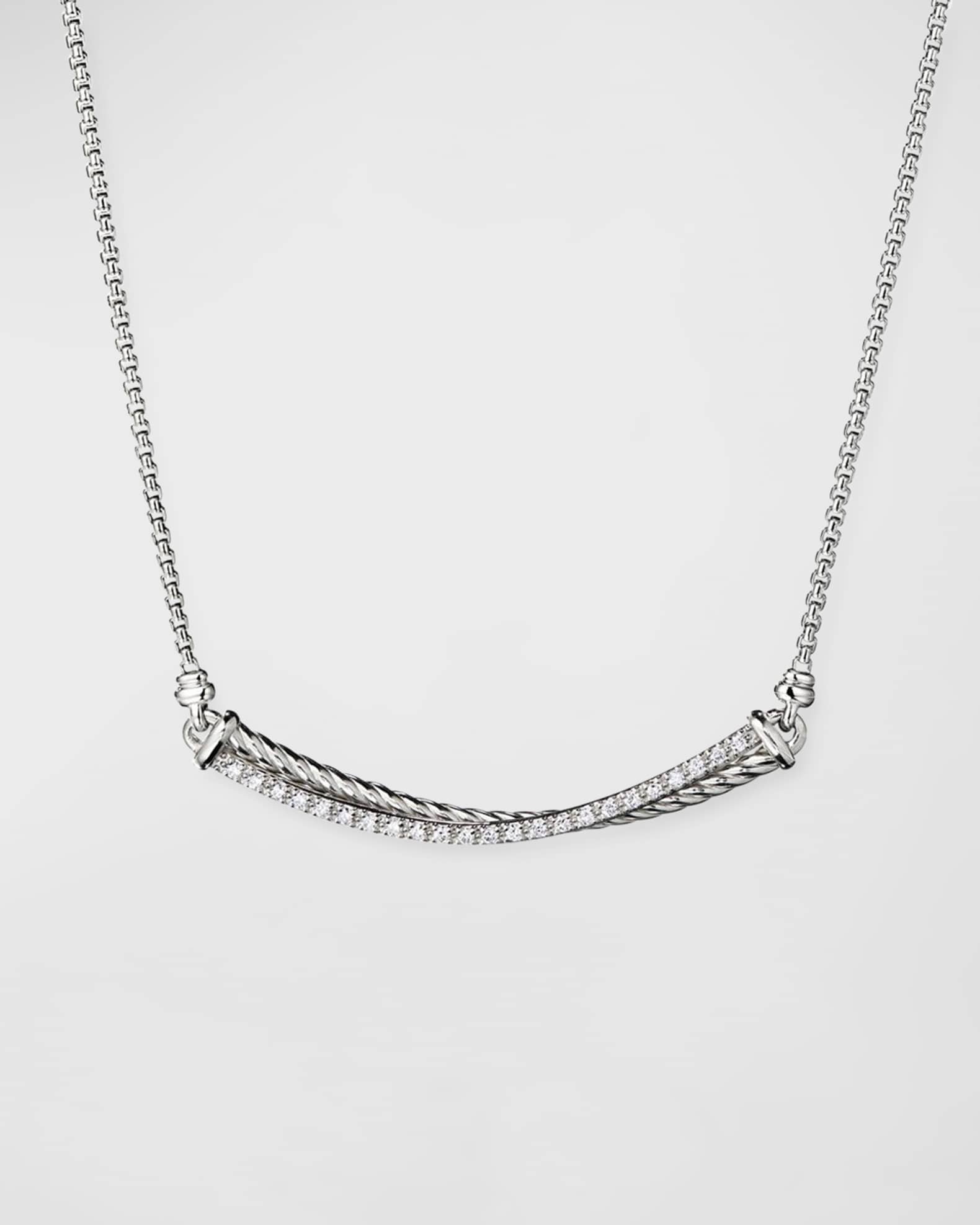 David Yurman Crossover Diamond Bar Necklace | Neiman Marcus