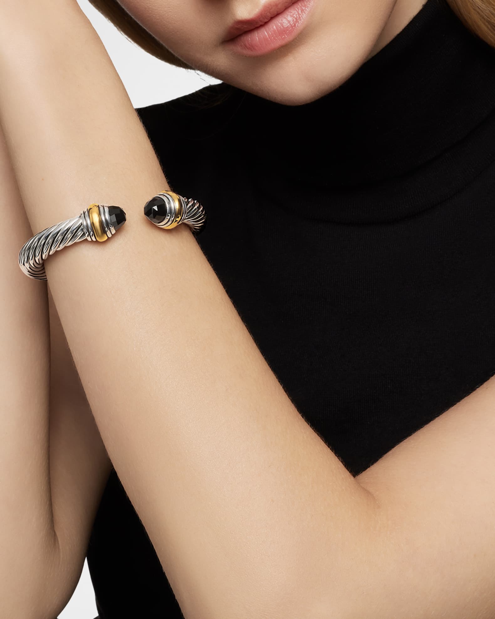 David Yurman Cable Bracelet in Silver with 14K Gold, 10mm Neiman