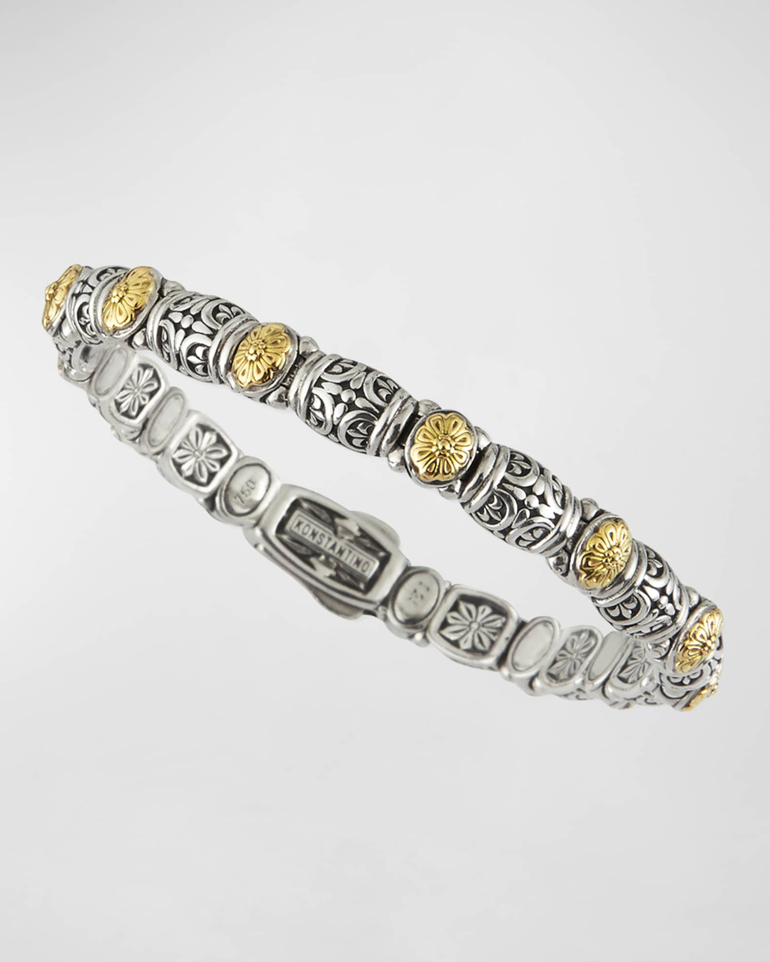 Sterling Silver/18k Gold Dotted Clasp Bracelet 0