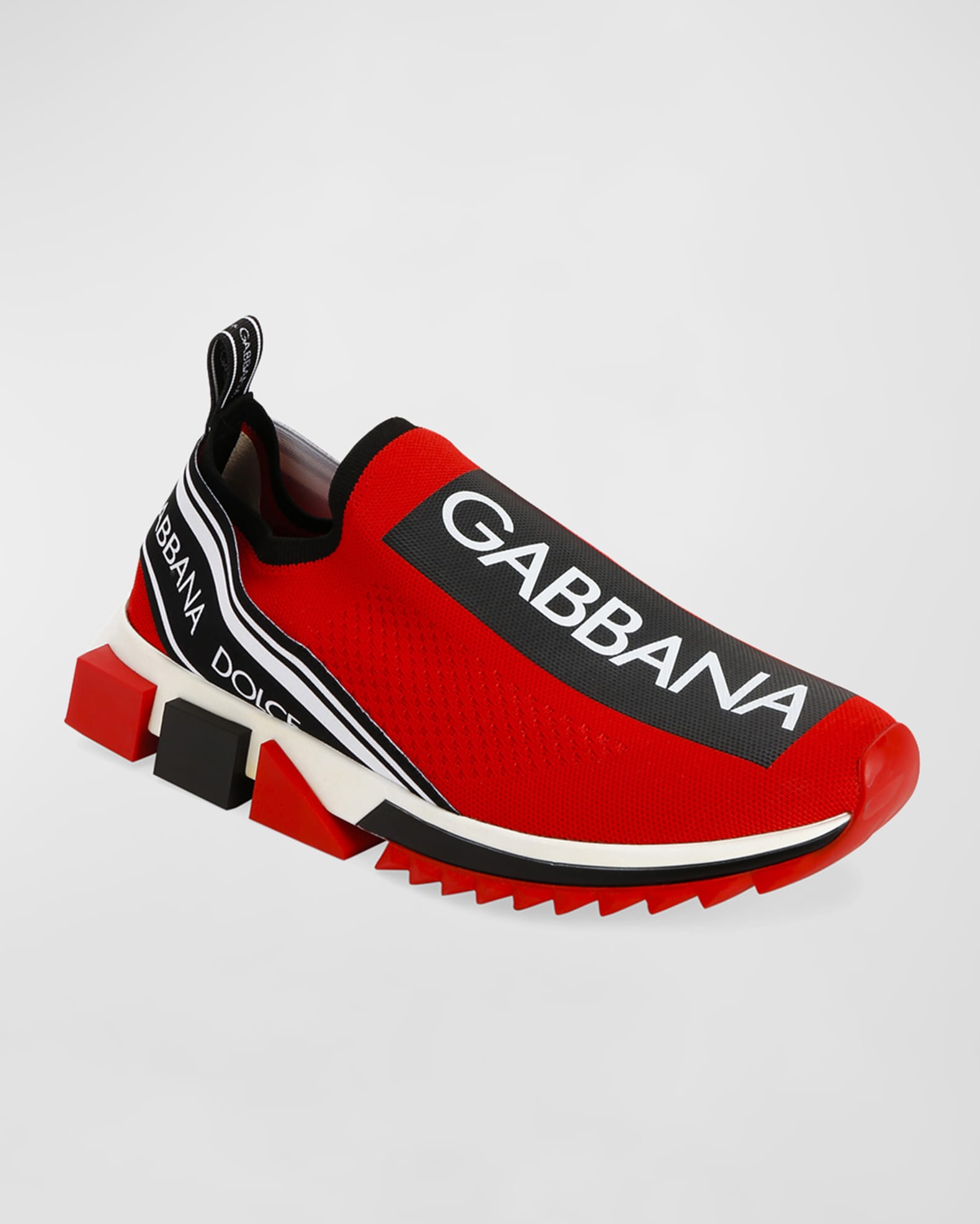 Dolce&Gabbana Men's Sorrento Logo-Stripe Sock Sneakers | Neiman Marcus