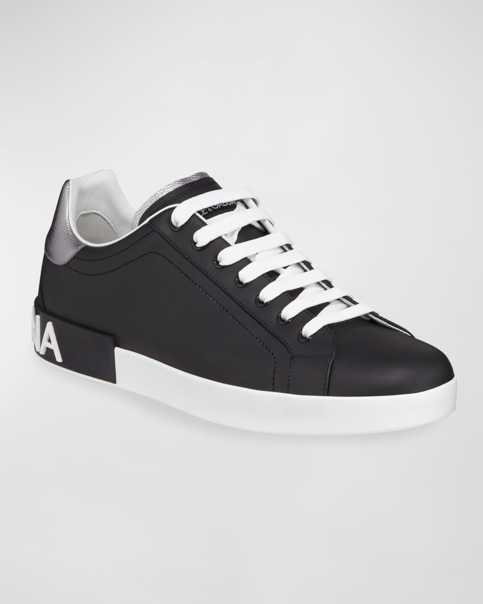 Dolce Gabbana Men s Portofino Logo Leather Low Top Sneakers Neiman Marcus