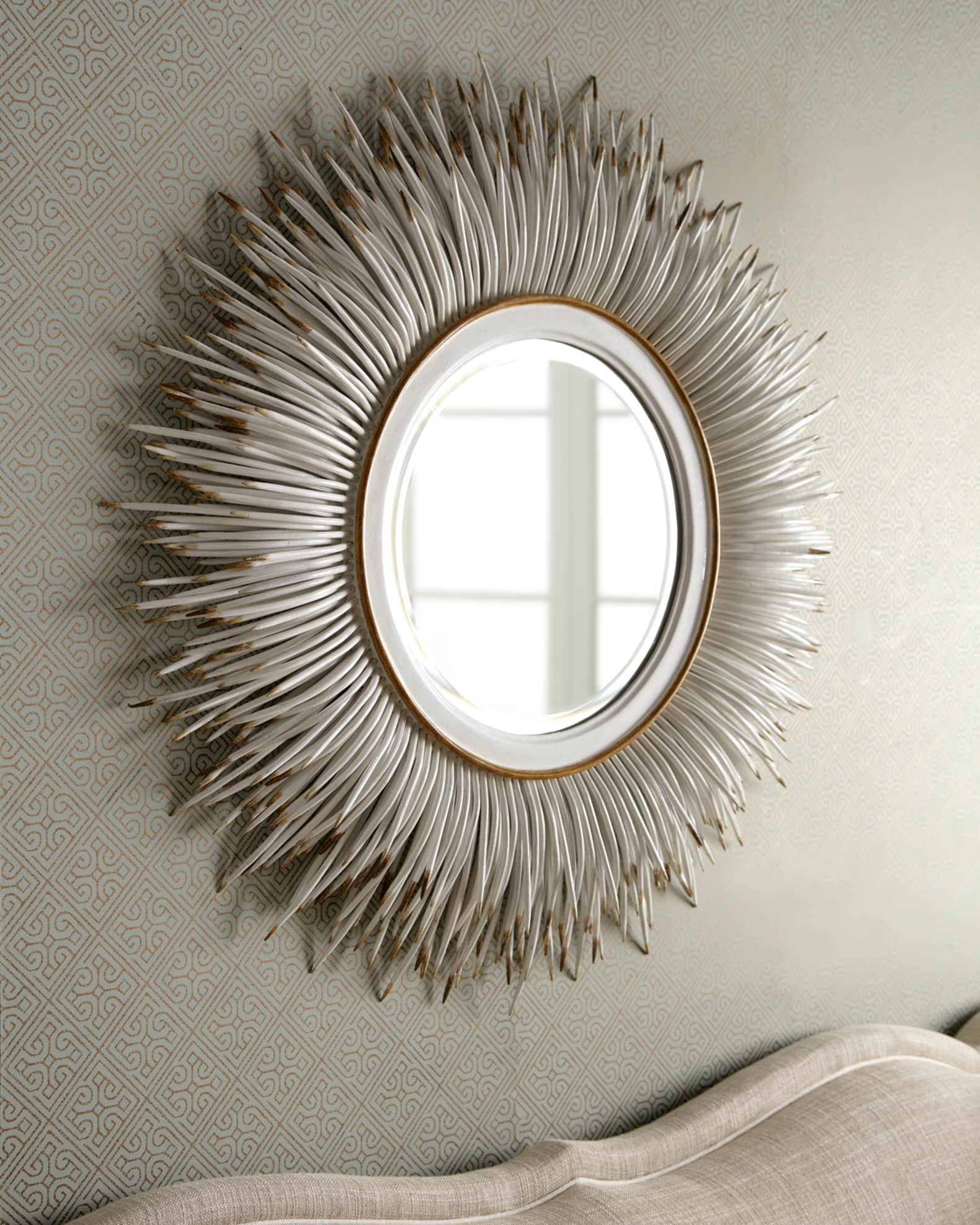 White "Porcupine Quill" Mirror 0