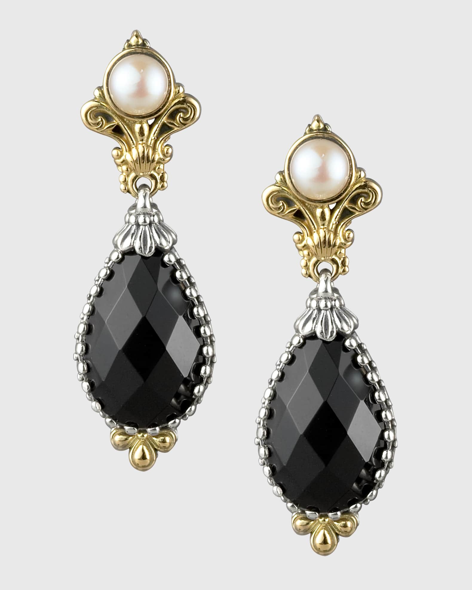 Onyx & Pearl Drop Earrings 0