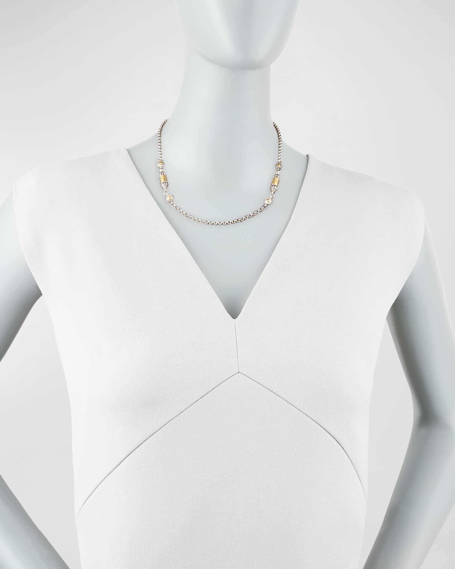 Gold Bullet-Station Necklace, 18"L 1