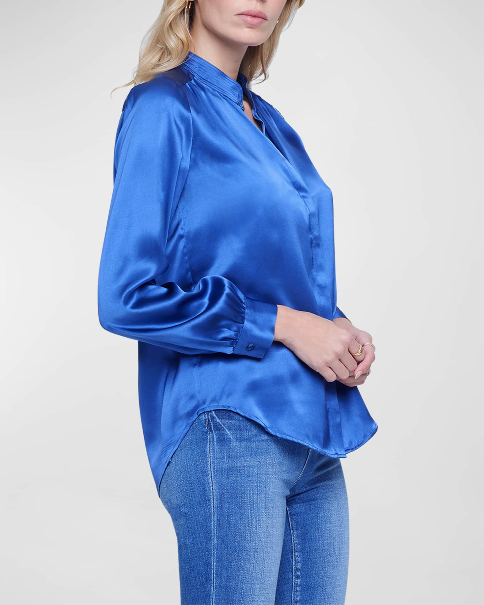 L'Agence Bianca Silk Charmeuse Button-Down Blouse