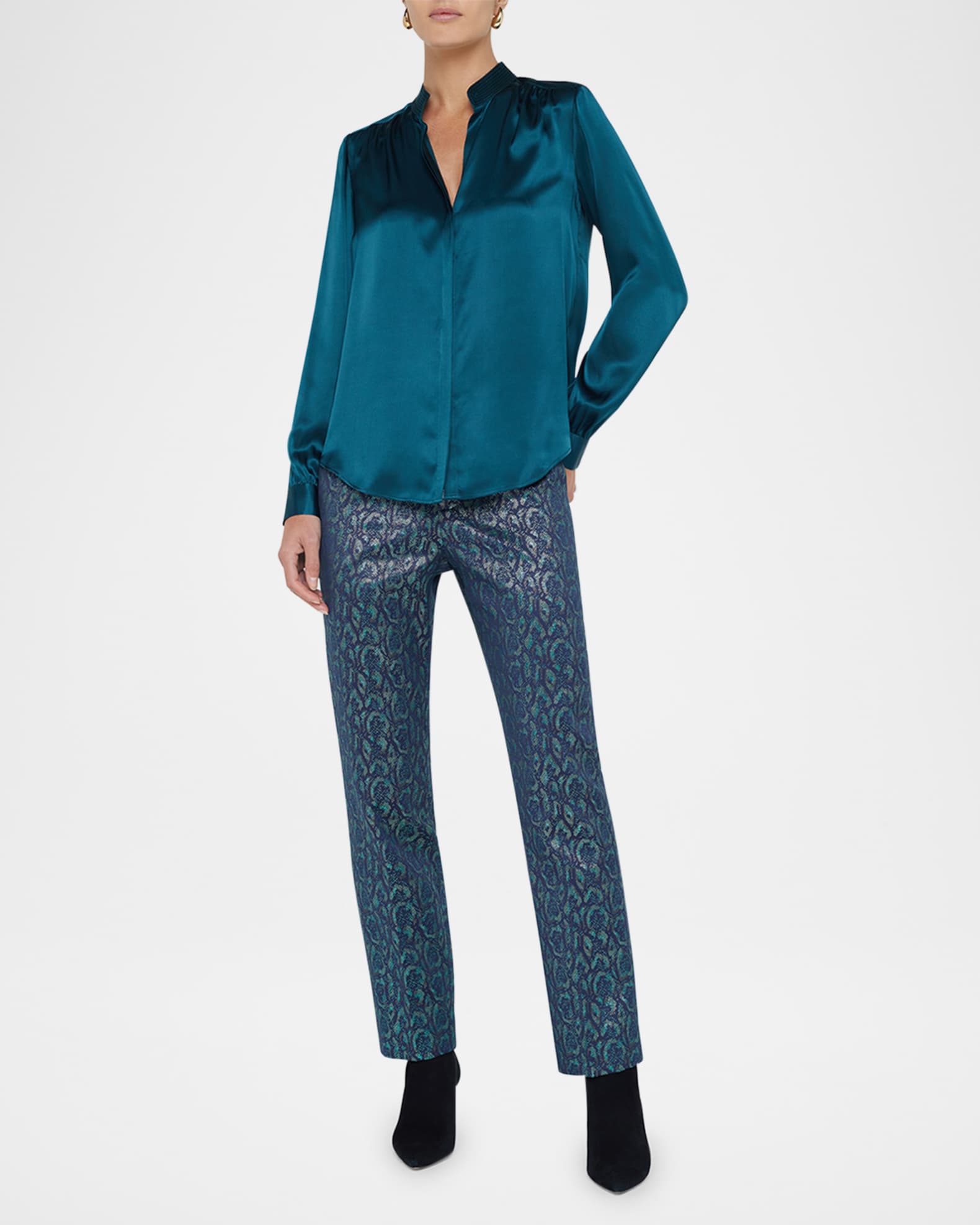 Bianca Silk Charmeuse Button-Down Blouse 1