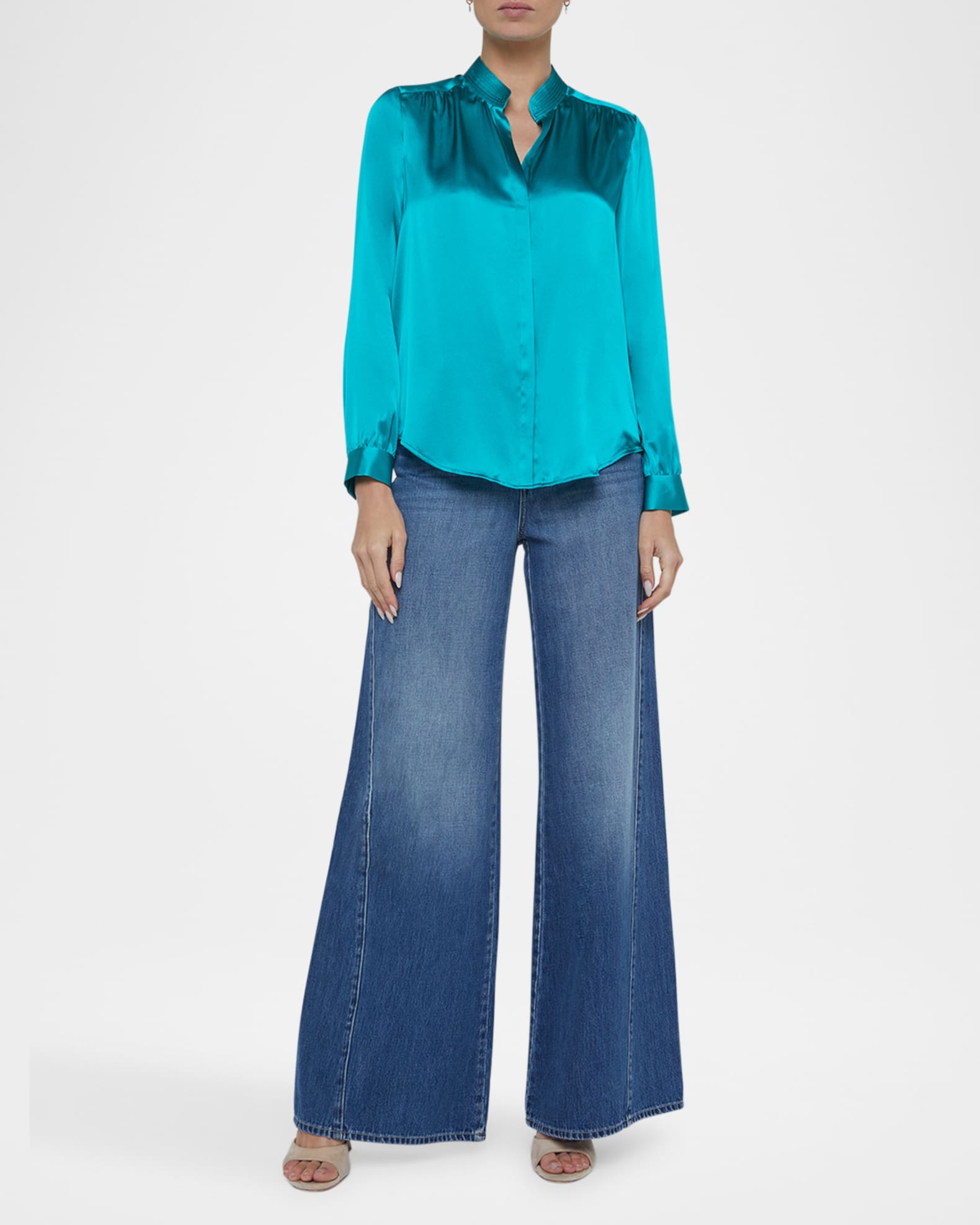 Bianca Silk Charmeuse Button-Down Blouse 1
