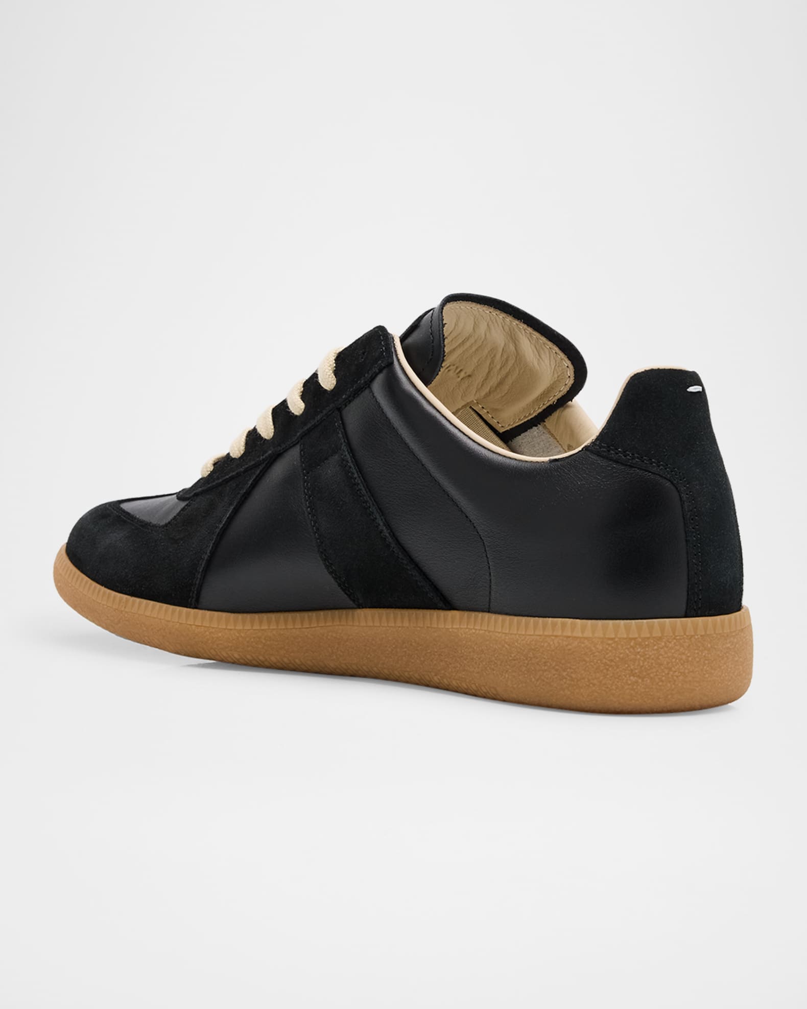 スニーカー MAISON MARGIELA BLACK LEATHER SNEAKERS Maison Margiela Men's Replica Leather Low-Top Sneakers