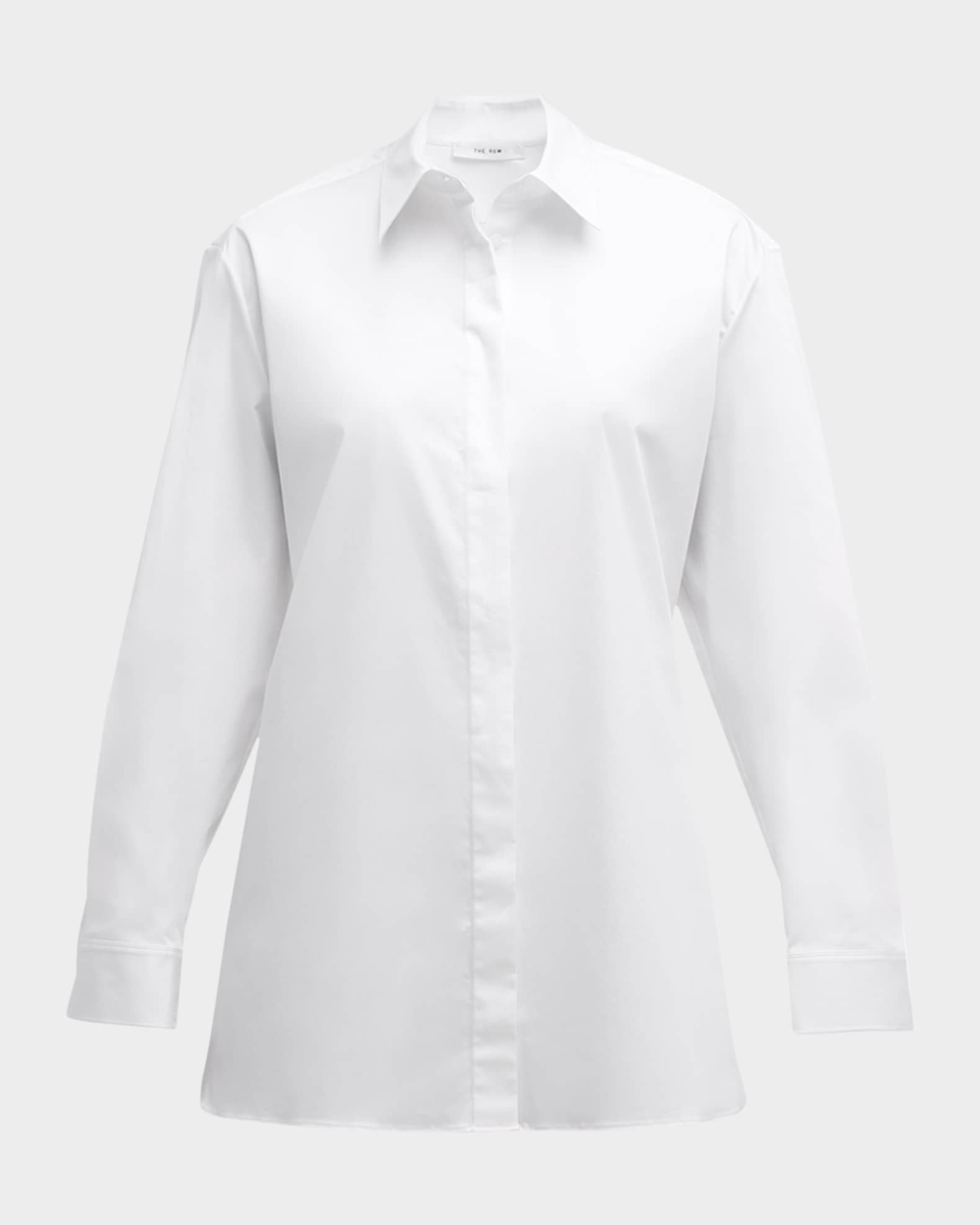THE ROW Big Sisea Button-Front Long-Sleeve Cotton-Stretch Shirt