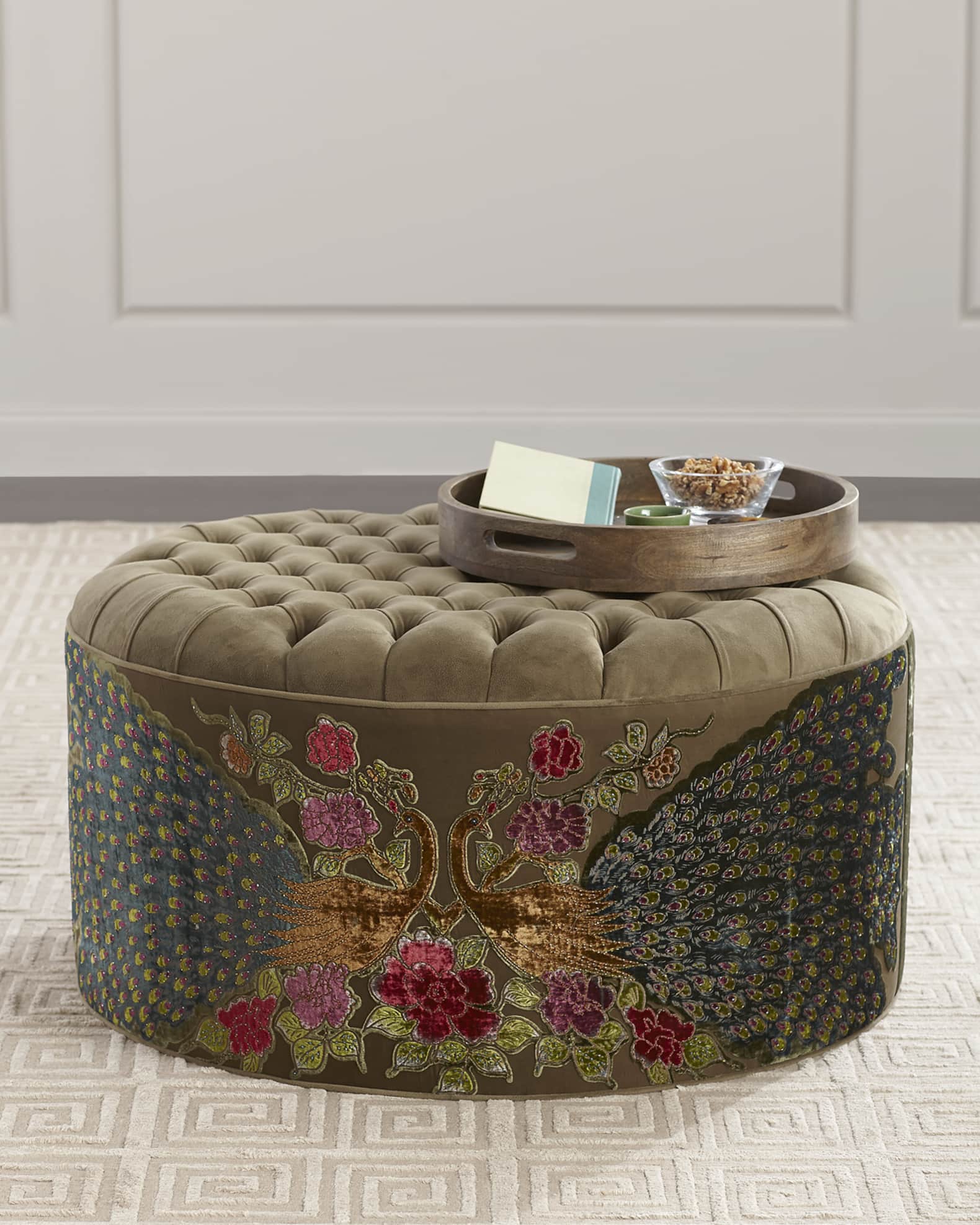 Round Peacock Ottoman 1