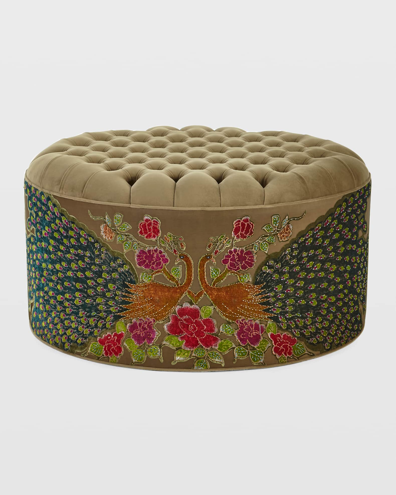 Round Peacock Ottoman 0