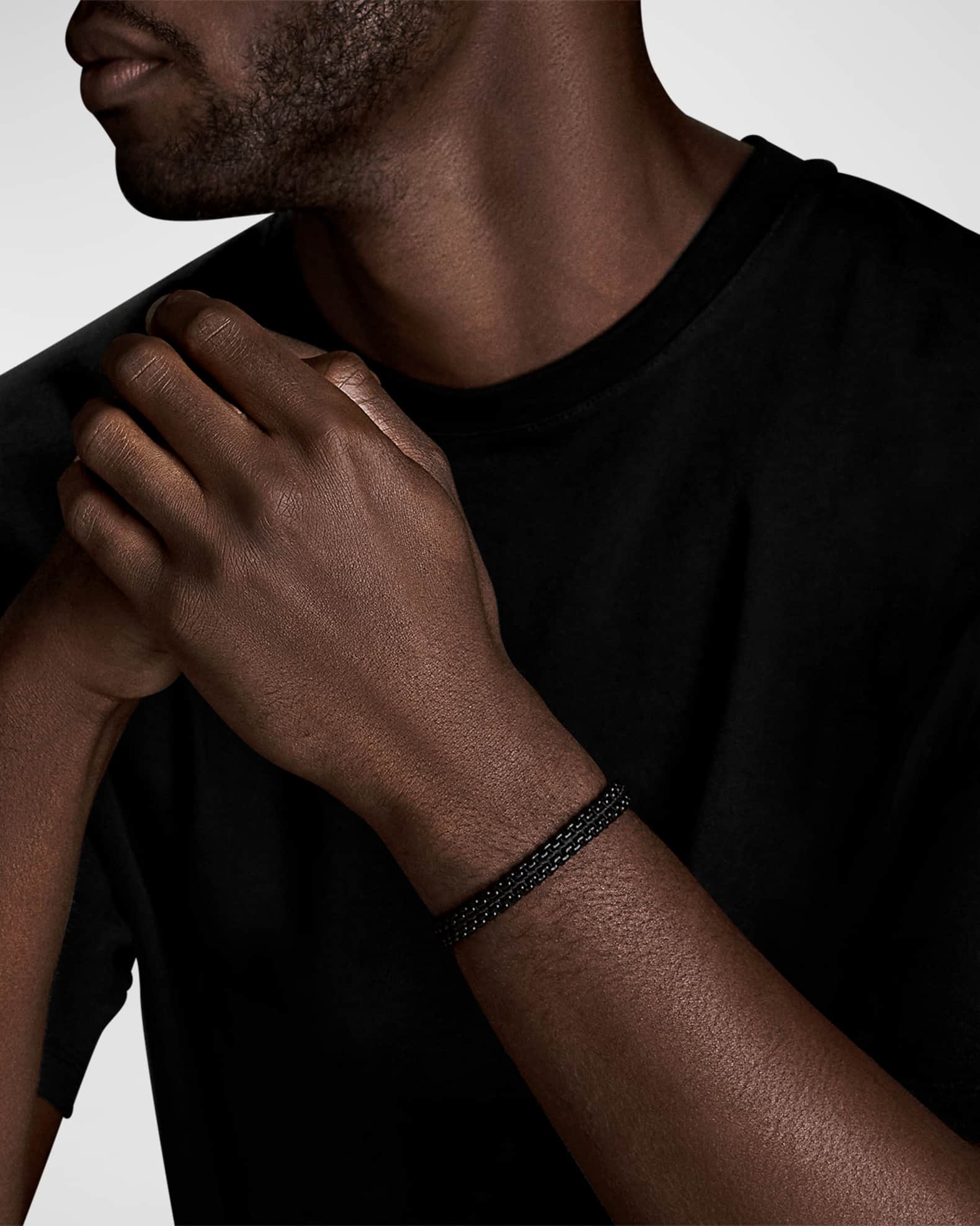Men's Woven Box Chain Bracelet in Silver, 10mm 1