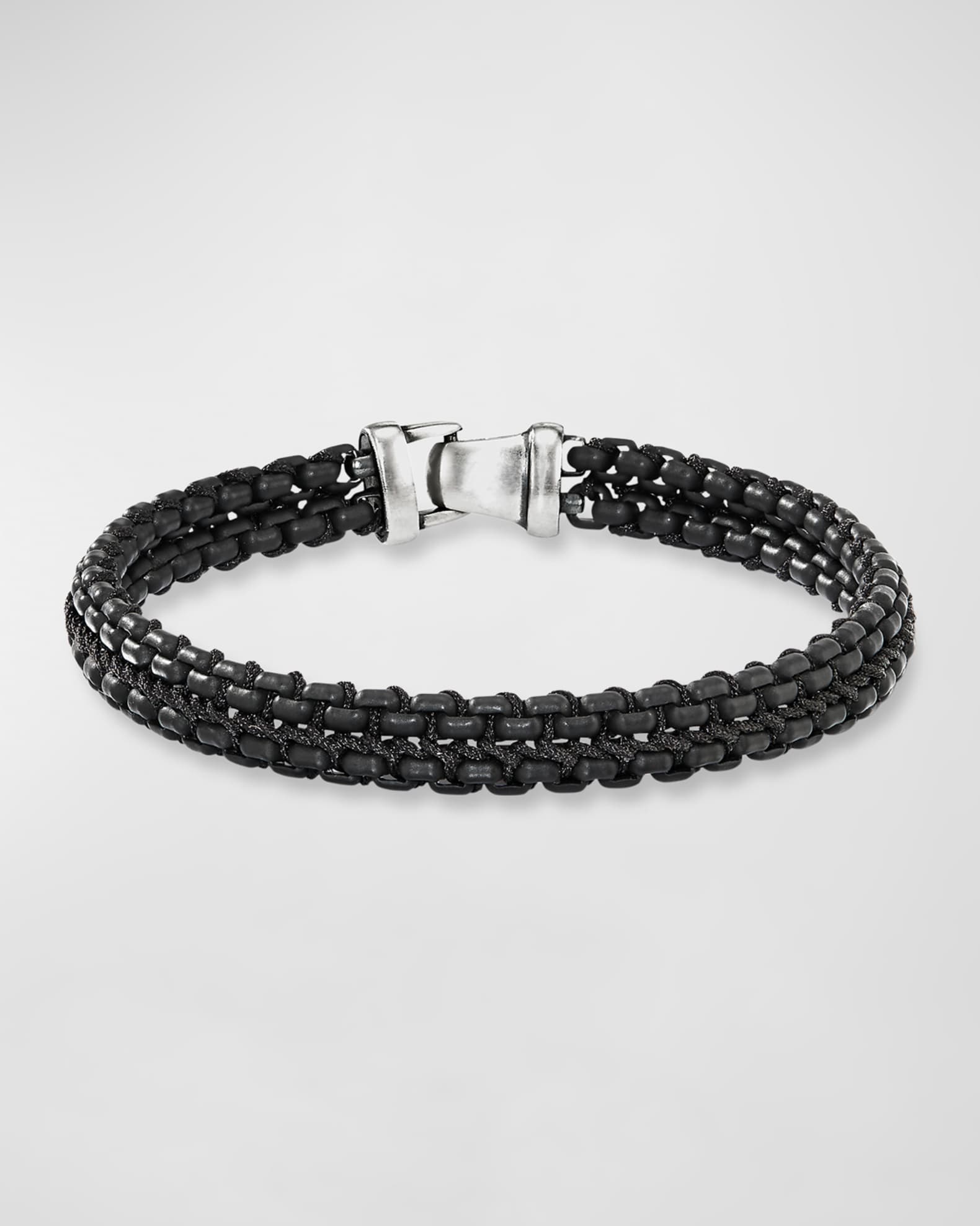 Men's Woven Box Chain Bracelet in Silver, 10mm 0