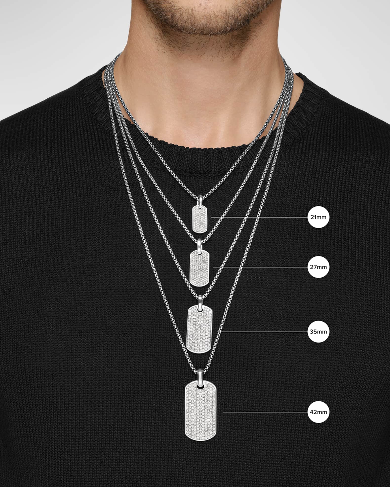 David Yurman Men's Streamline Tag Pendant in Silver, 35mm | Neiman