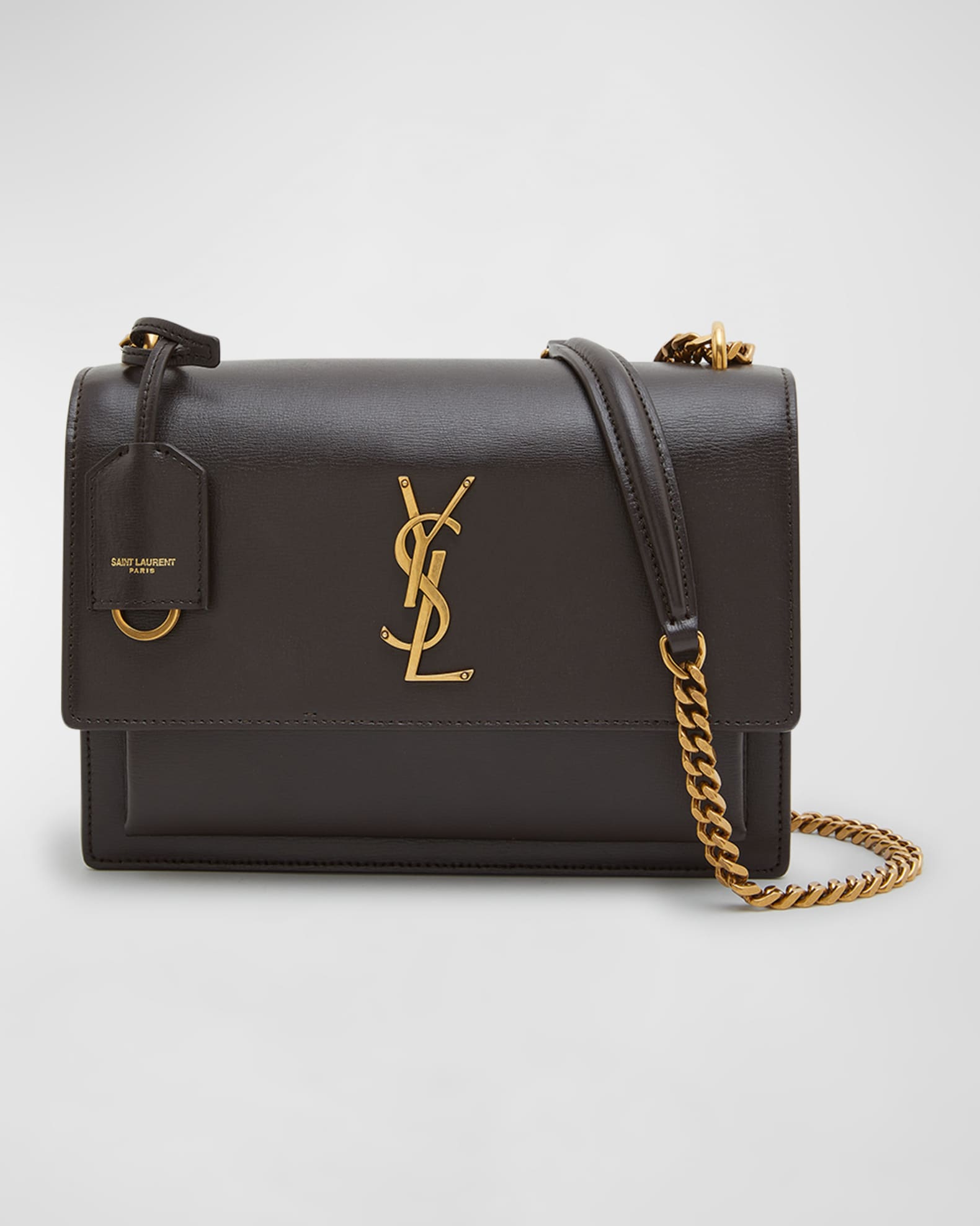 Saint Laurent Sunset Medium Ysl in Smooth Leather Bag White