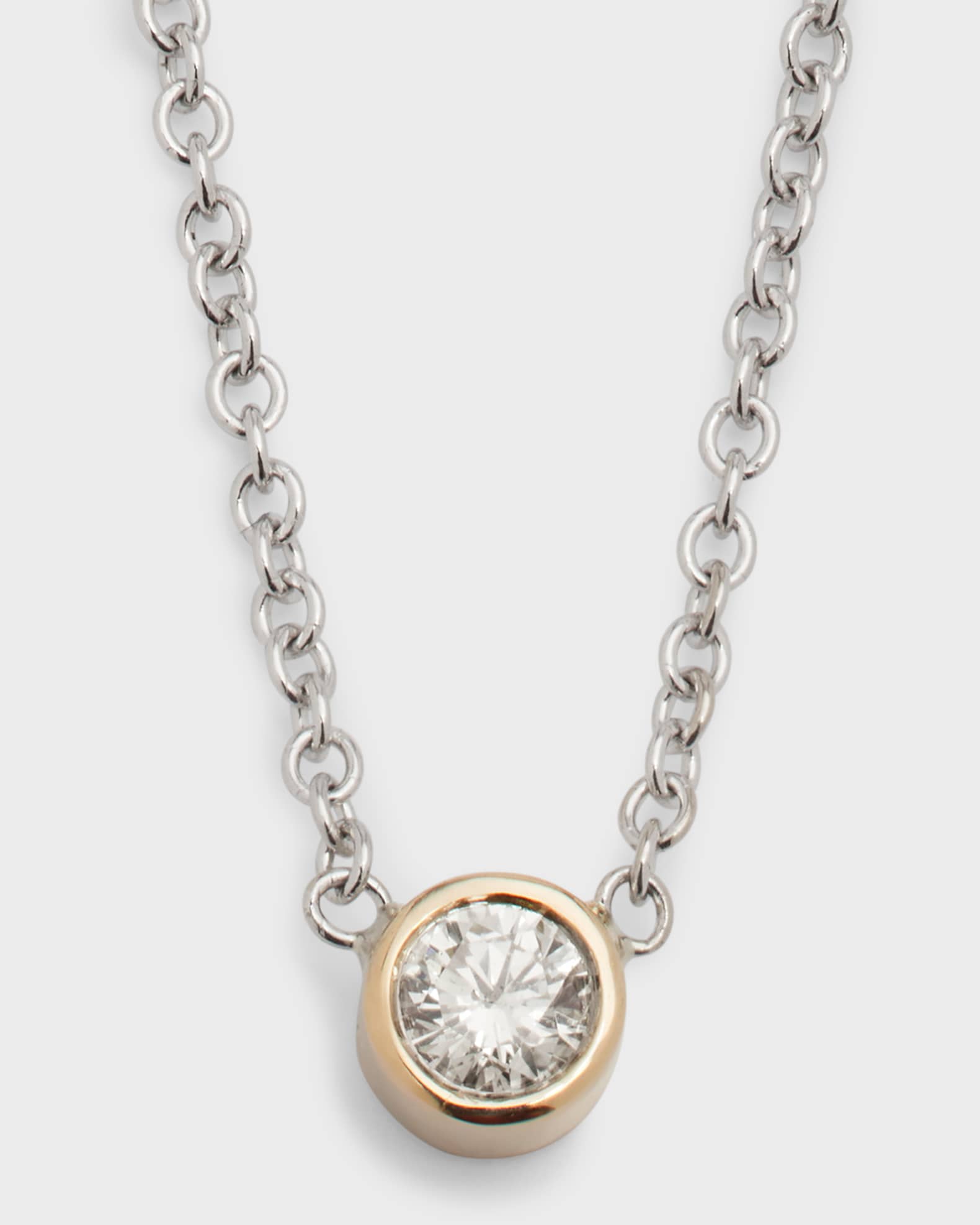 14k White Gold 0.10ct Bezel Diamond Necklace 0
