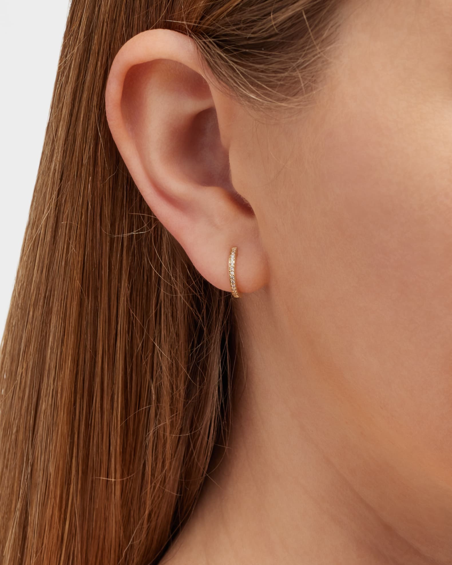 14k Diamond Small Huggie Hoop Earrings 1