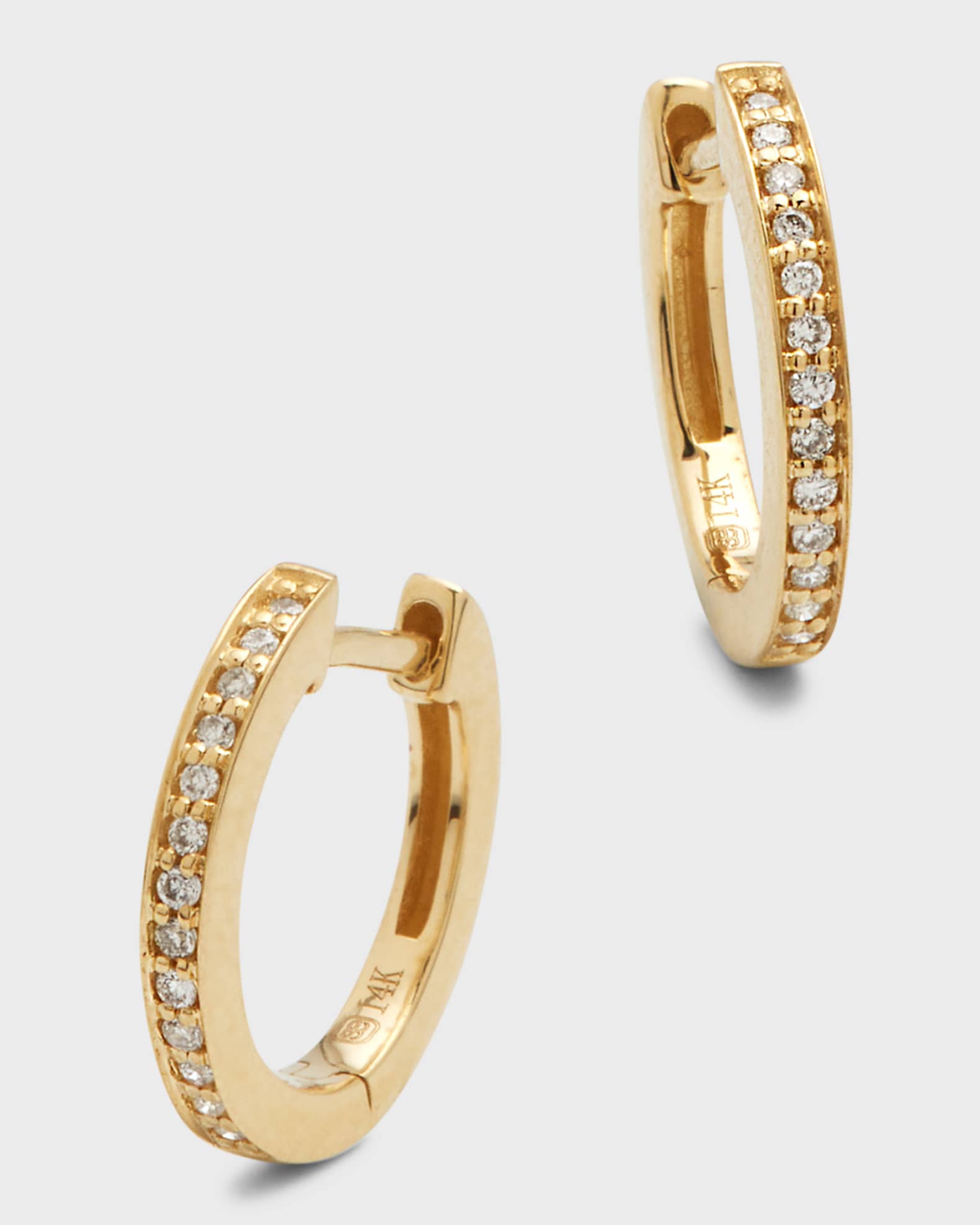 14k Diamond Small Huggie Hoop Earrings 0