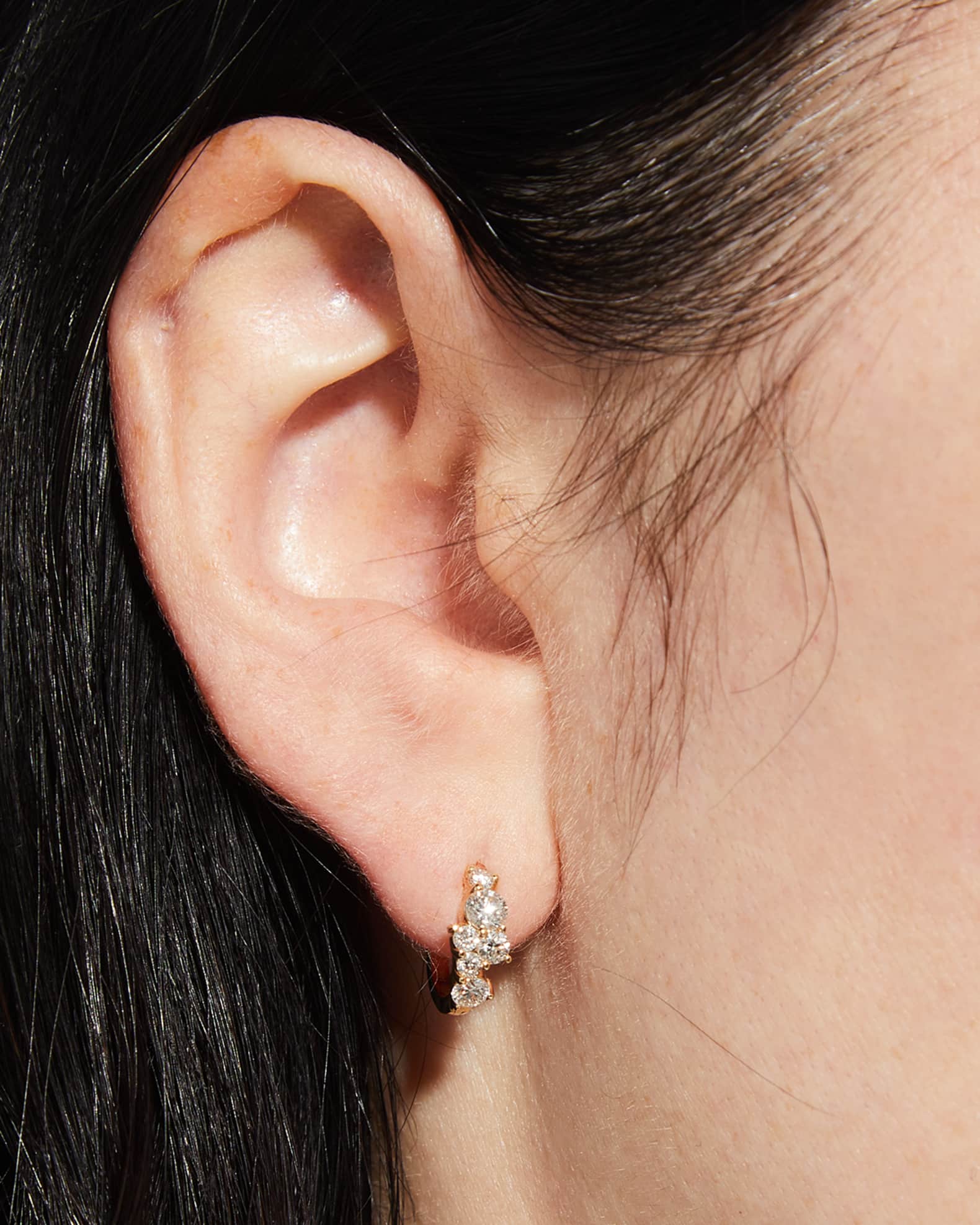 Cocktail 14k Gold Diamond Huggie Hoop Earrings 1