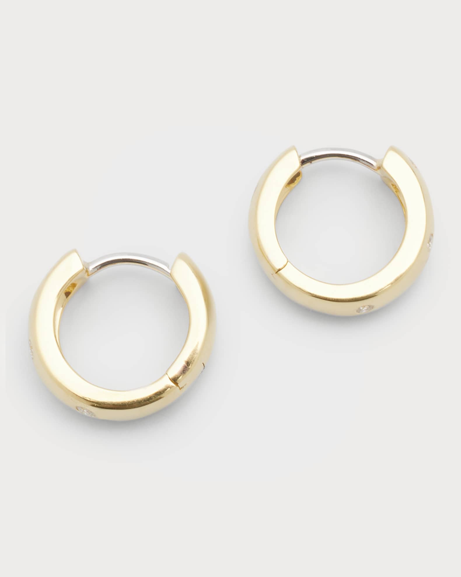 Roberto Coin 18k Yellow White Gold Diamond Huggie Hoop Earrings Neiman Marcus
