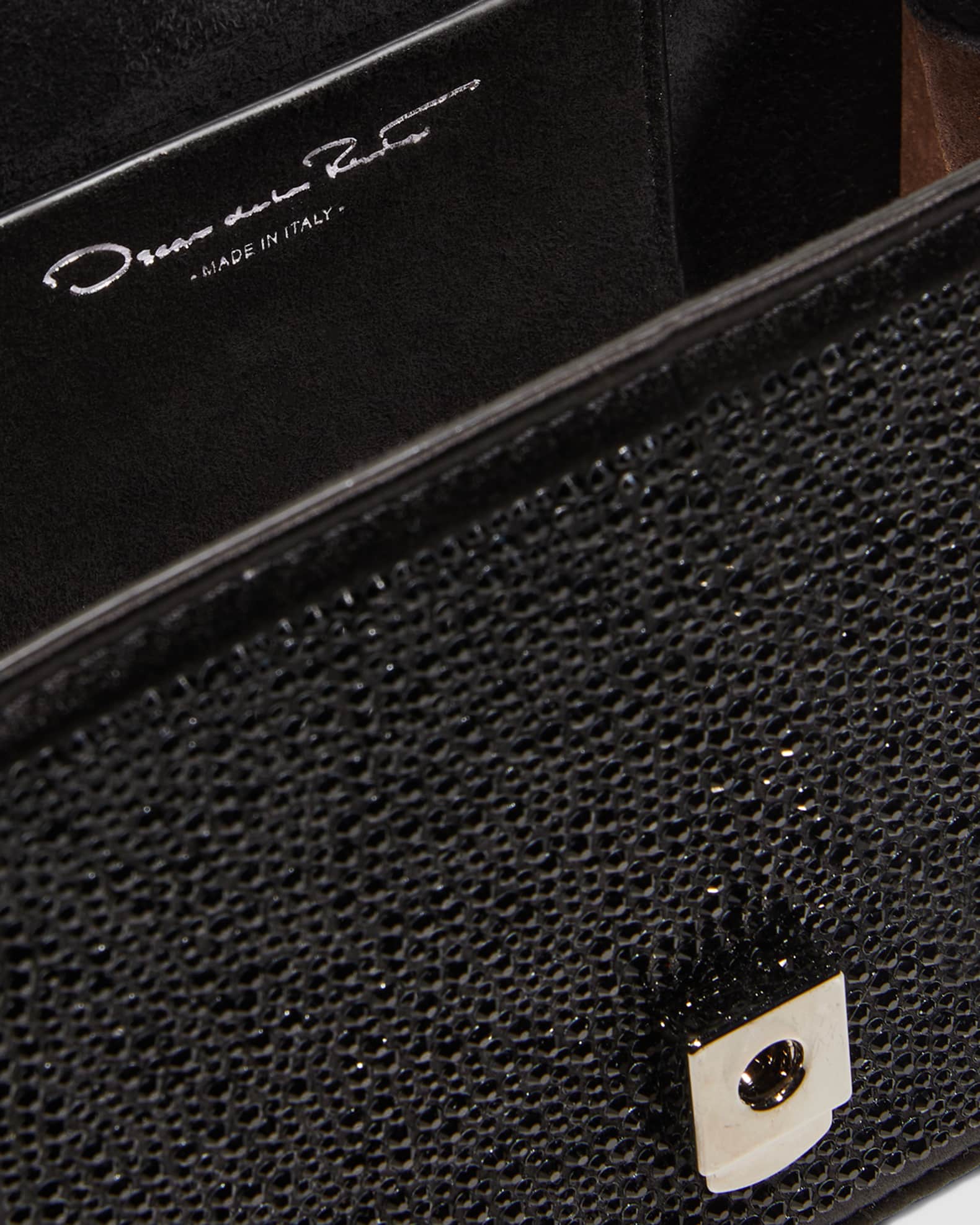 Oscar de la Renta Mini TRO Crystal Suede Crossbody Bag | Neiman Marcus